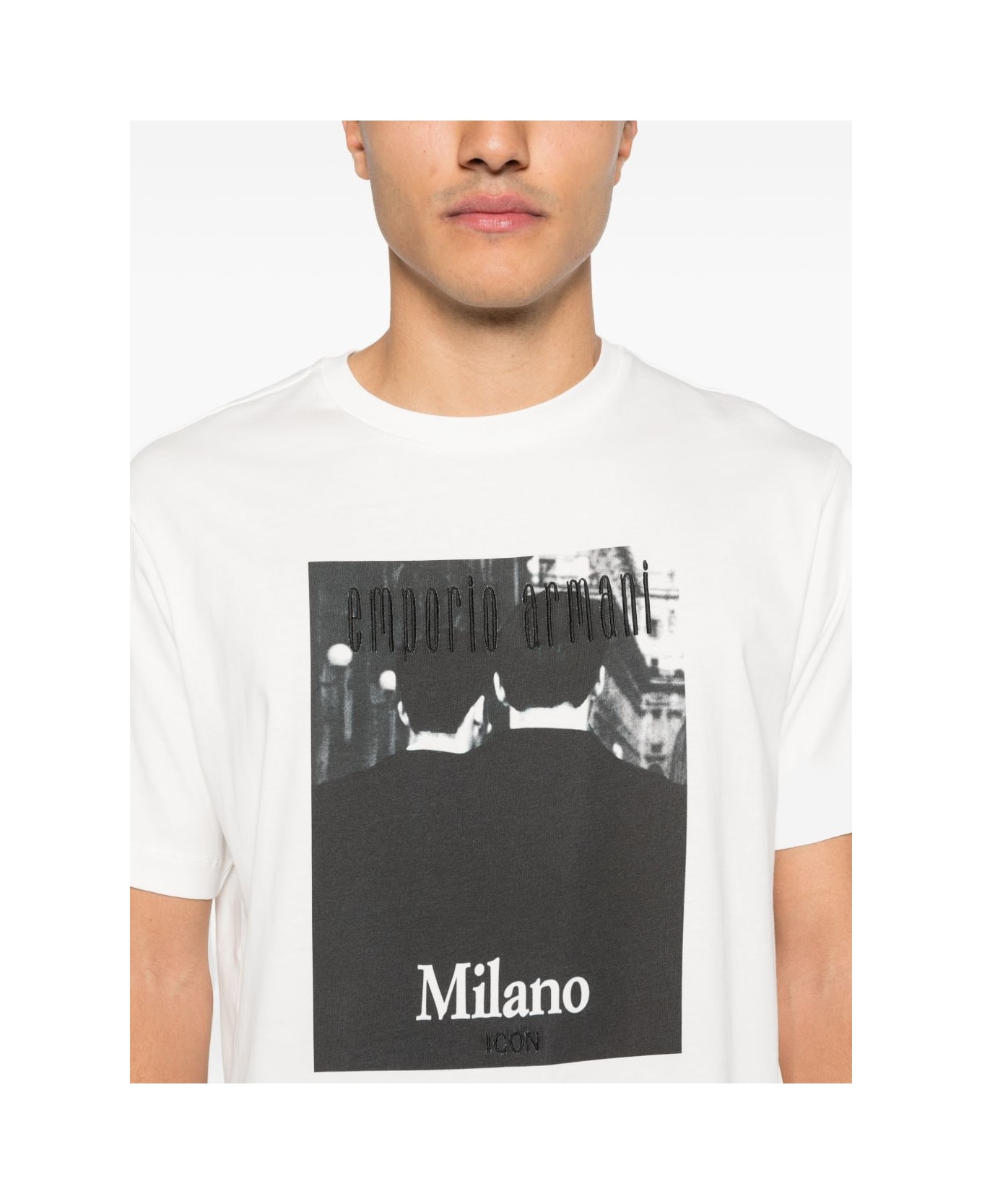 Emporio Armani Printed Cotton T-shirt - White