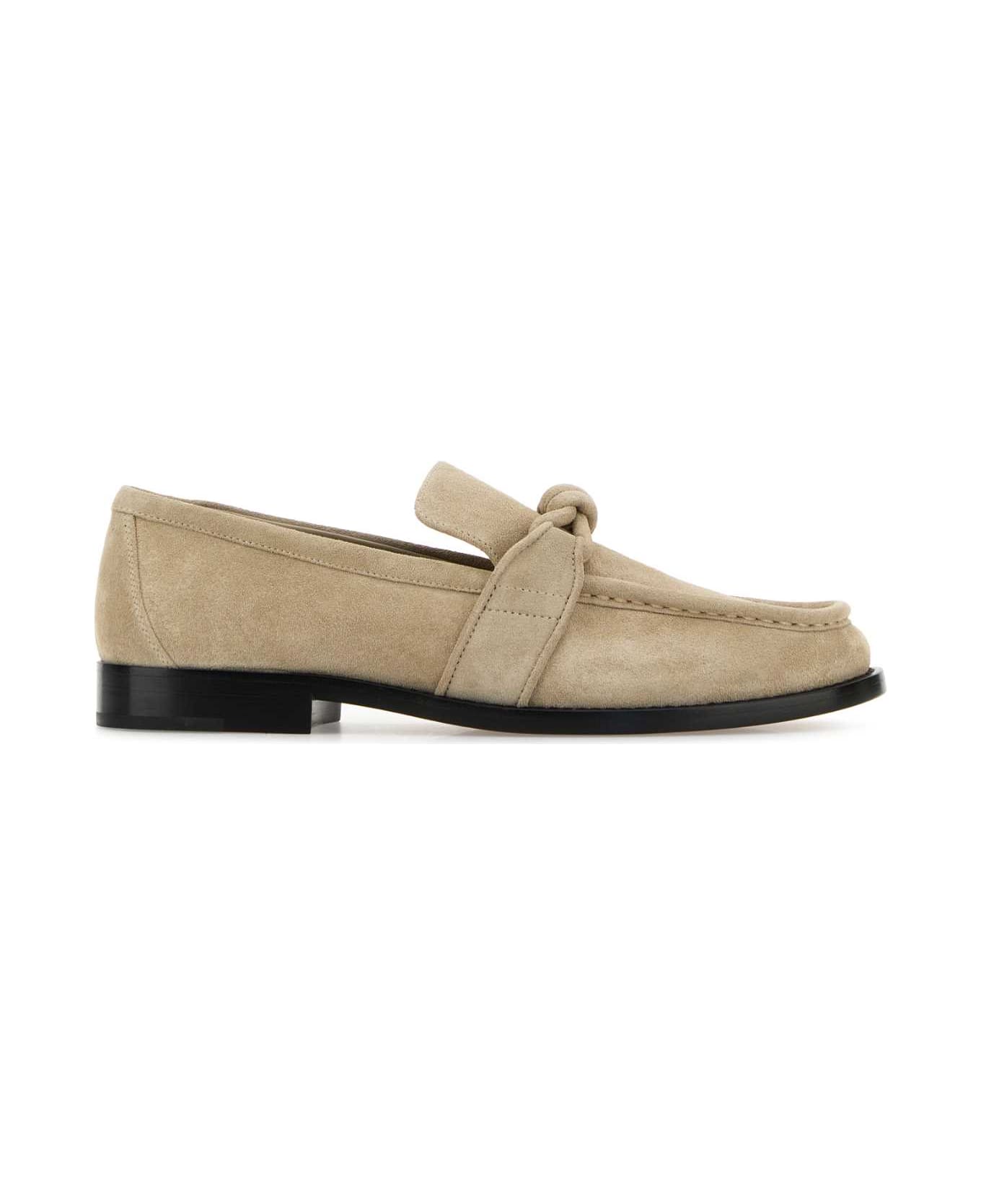 Bottega Veneta Sand Suede Astaire Loafers - ECRU