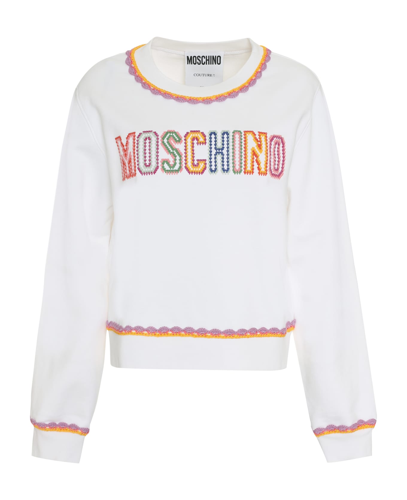 Moschino Logo Detail Cotton Sweatshirt - White