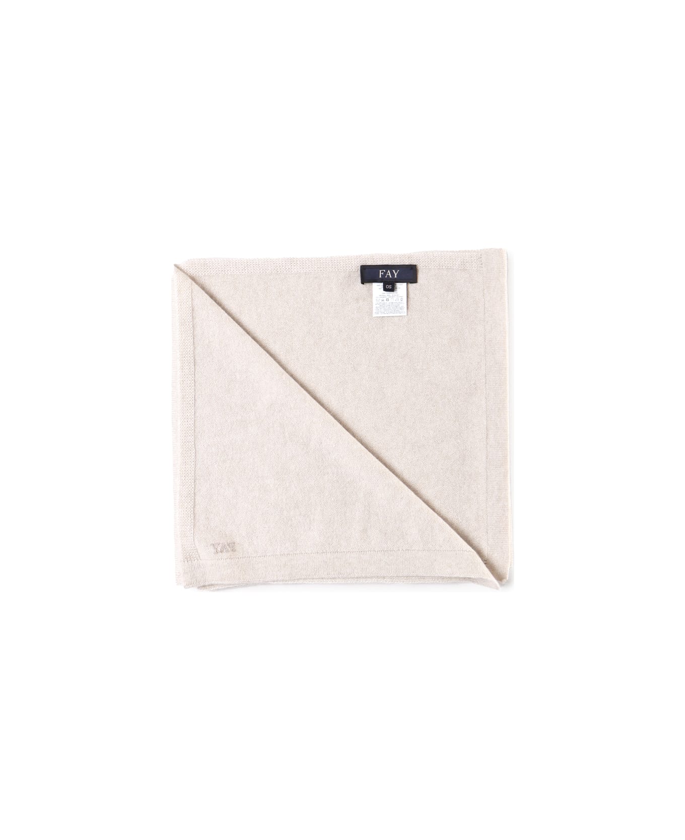 Fay Scarf In Shaved Wool With Little Logo Sign - White スカーフ＆ストール