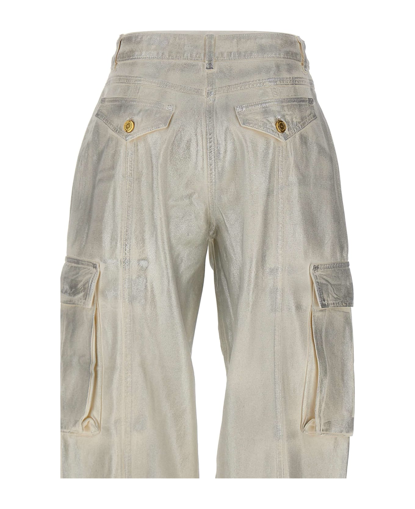 Elisabetta Franchi 'urban' Metallic Effect Cotton Jeans - SILVER