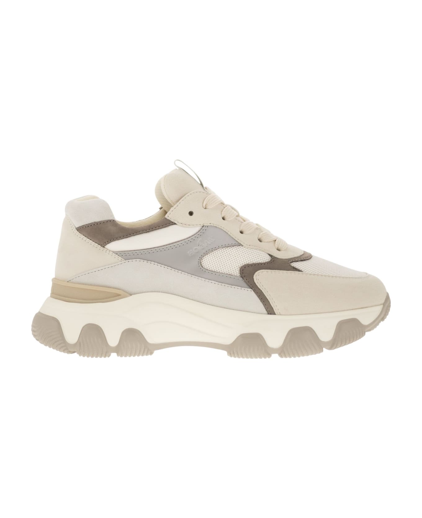 Hogan Hyperactive - Leather And Fabric Trainers - White/beige