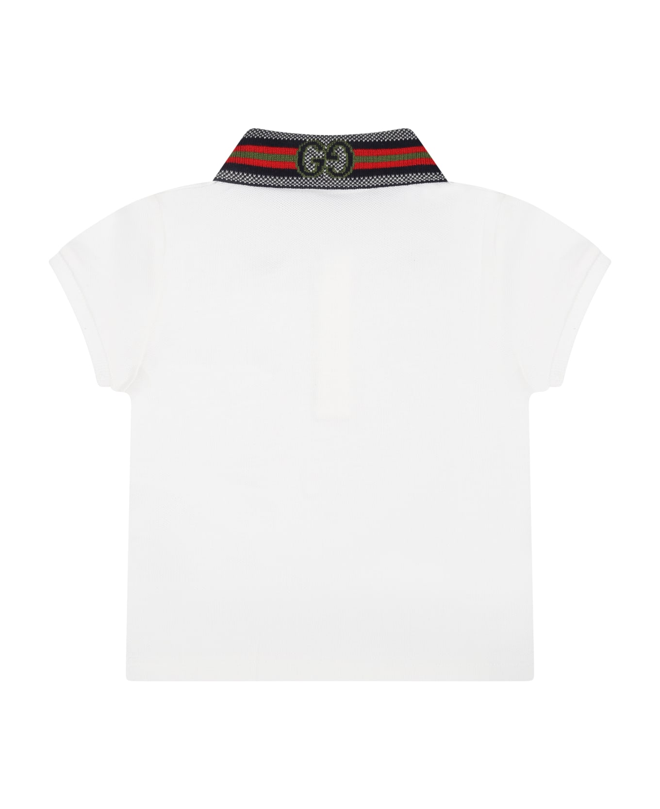 Gucci White Polo Shirt For Baby Boy With Double G - White