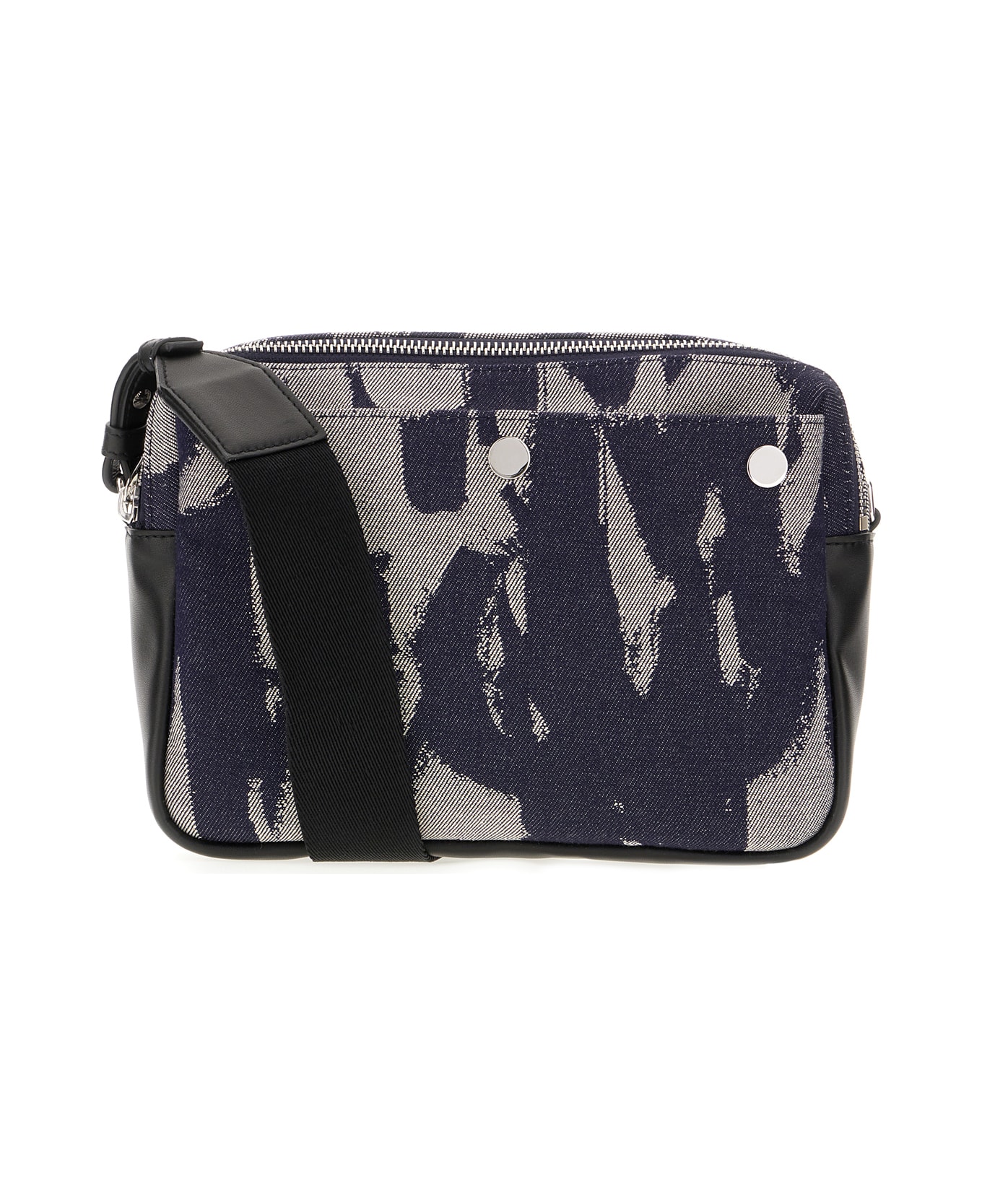 Alexander McQueen Printed Denim Crossbody Bag - DK BLUE IVORY BLACK