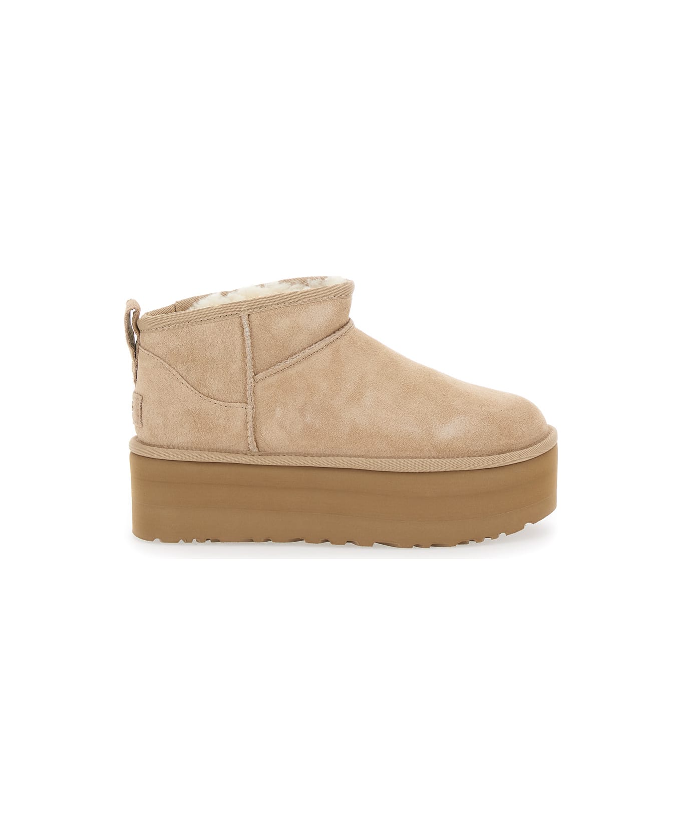 UGG 'classic Ultramini' Beige Ankle Boots With Platform In Suede Woman - Beige