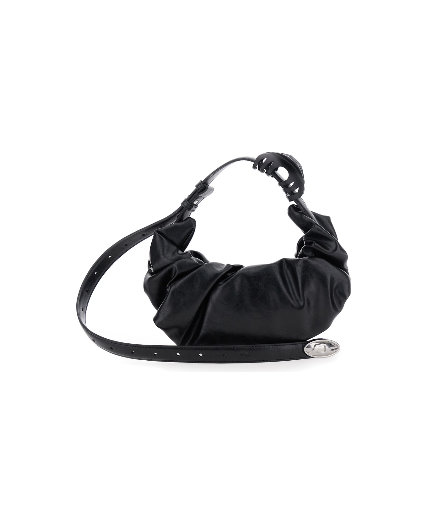 Diesel 
grab D
 Black Handbag With Adjustable Shoulder Strap And Hair Clip Detail On The Handle In Ecoleather Woman - Black