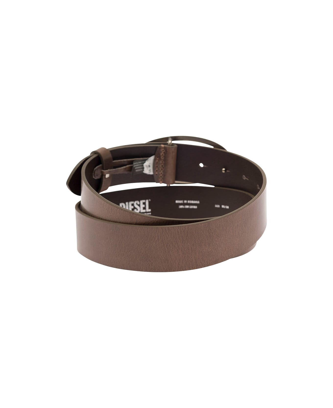 Diesel 'b-1dr' Brown Belt With Oval D Buckle In Leather Man - Brown