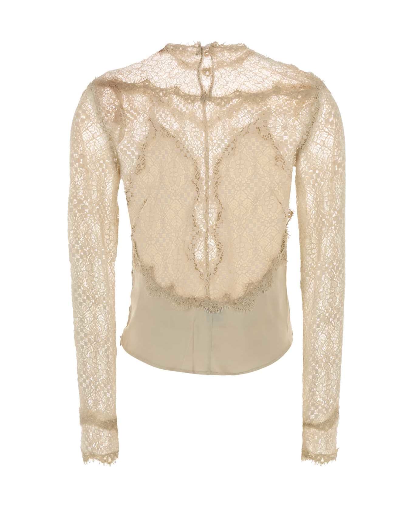 Isabel Marant Beige Stretch Satin Diem Top - CHAMPAGNE