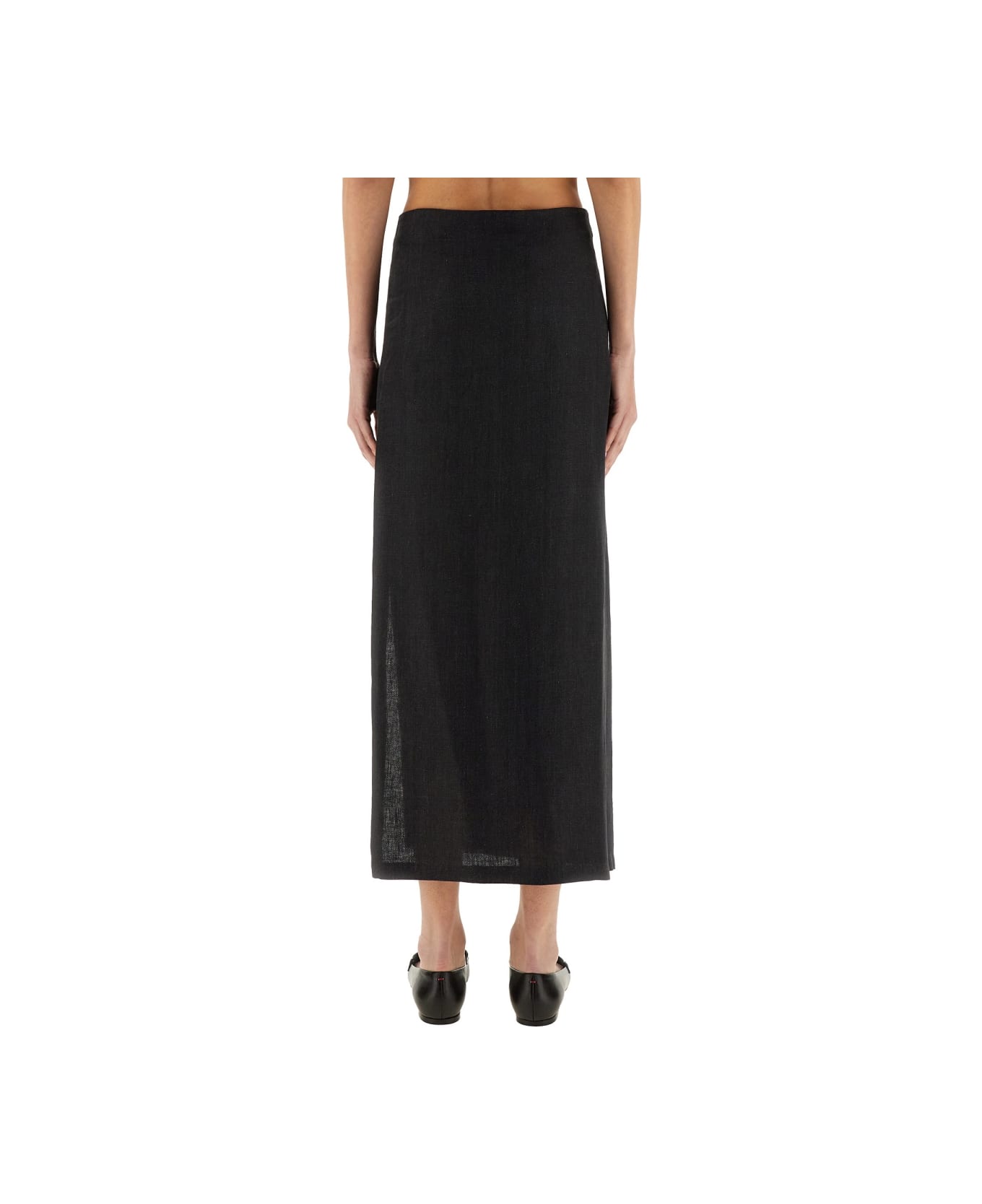 Alysi Linen Skirt With Slit - GREY