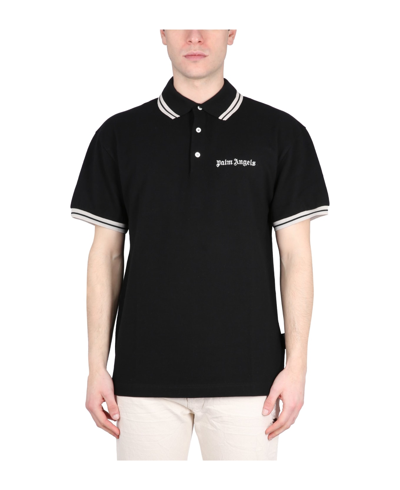 Palm Angels Polo With Logo - NERO