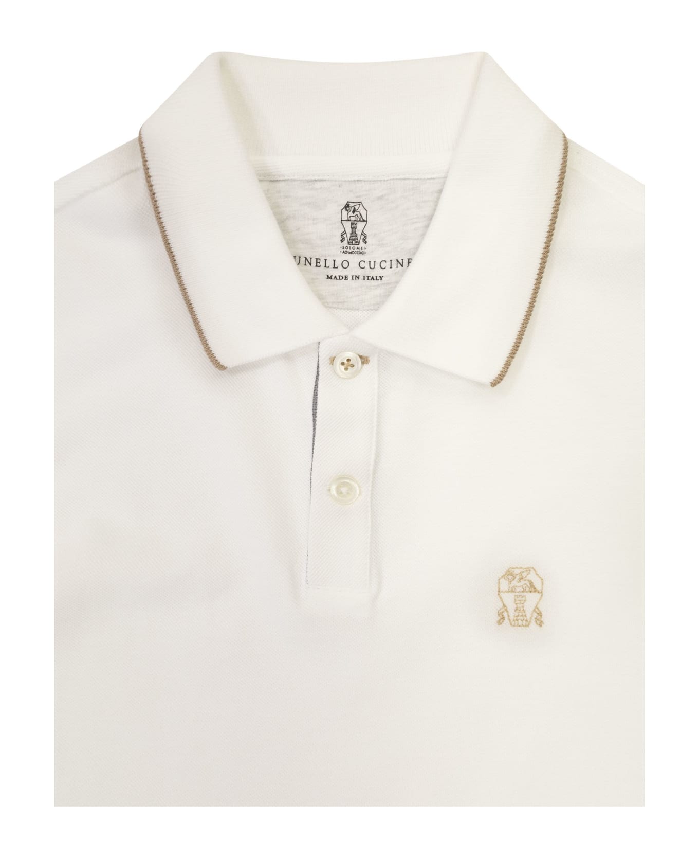 Brunello Cucinelli Cotton Piqué Polo Shirt With Logo - White