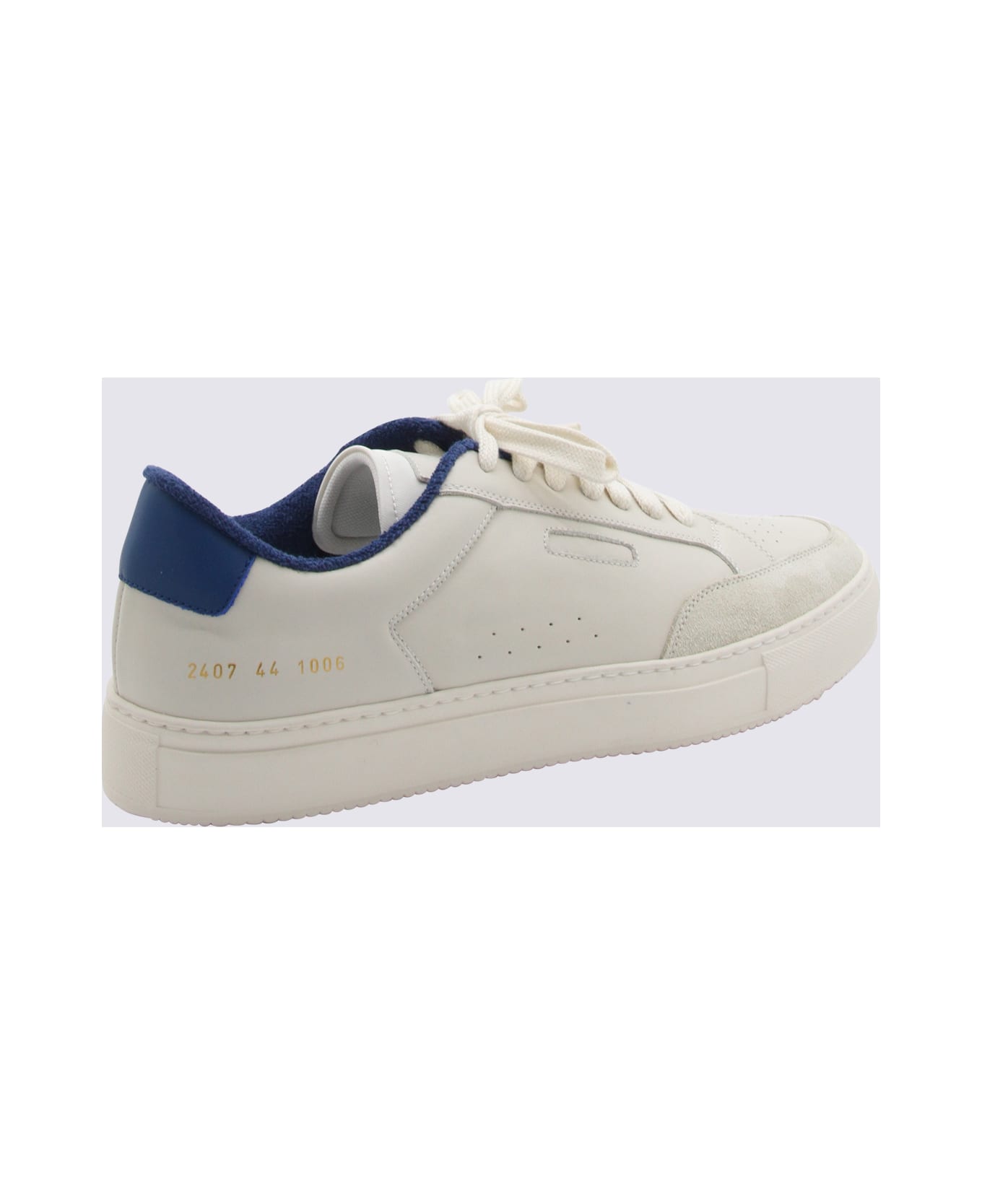 Common Projects White And Blue Leather Sneakers - White
