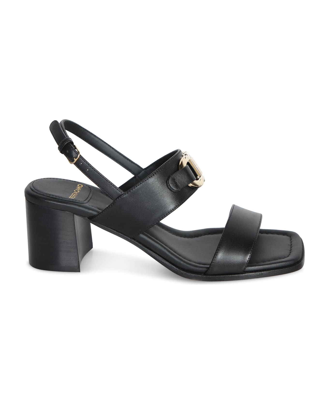 Ferragamo Double Gancio 55 Black Sandals - Black