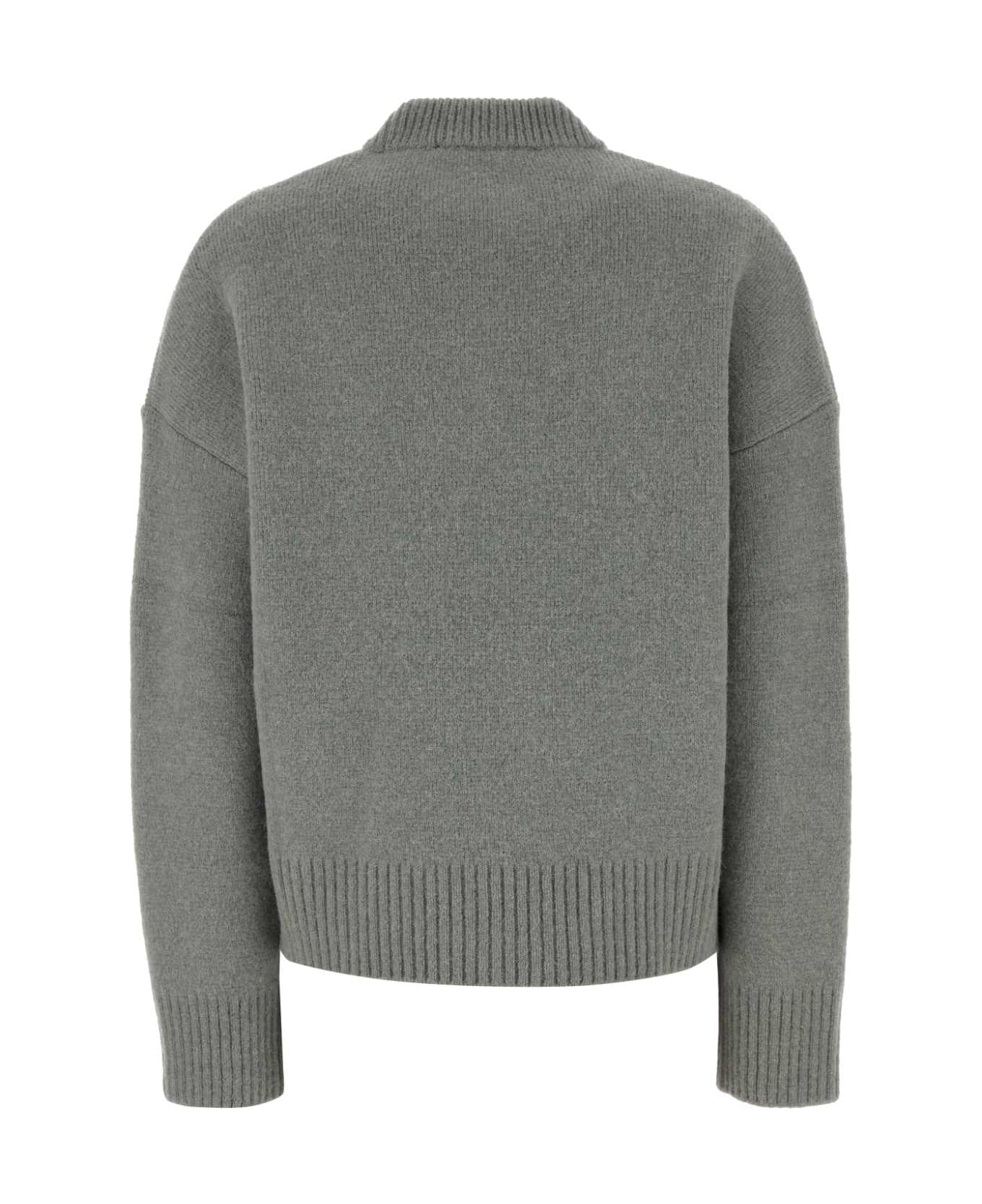 Ami Alexandre Mattiussi Grey Stretch Alpaca Blend Sweater - GRISECRU