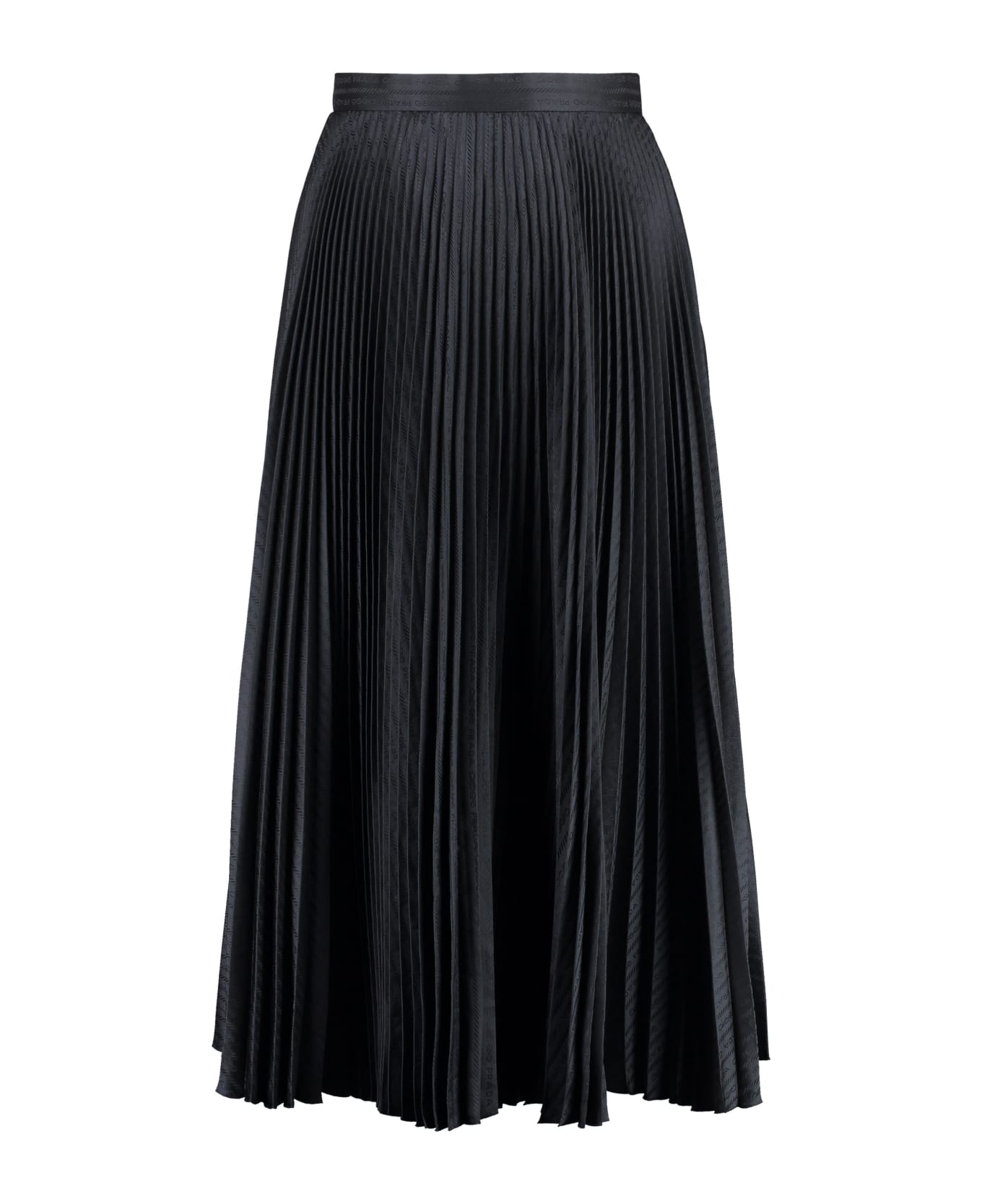 Prada Silk Pleated Skirt - black