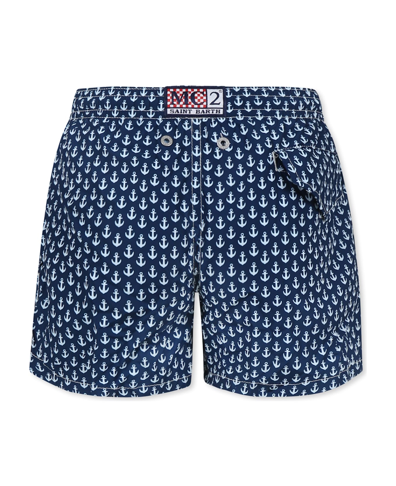 MC2 Saint Barth Blue Swim Shorts For Boy With Anchor Print - Blue