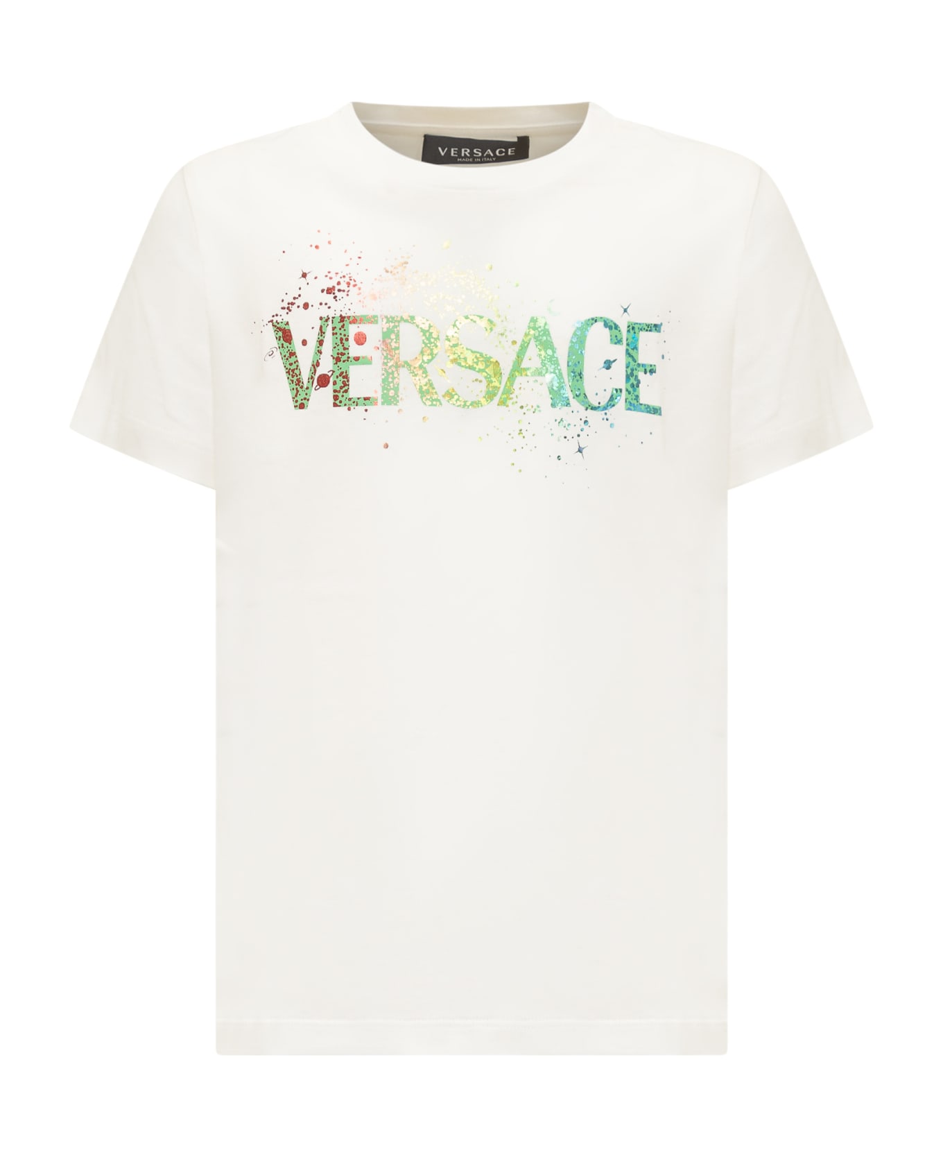 Young Versace T-shirt With Logo - Bianco Azzurro