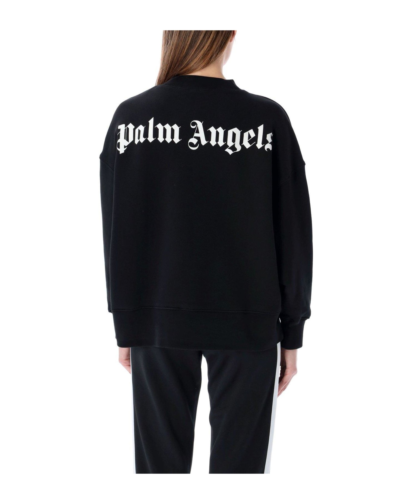 Palm Angels Logo Printed Crewneck Sweatshirt - Black