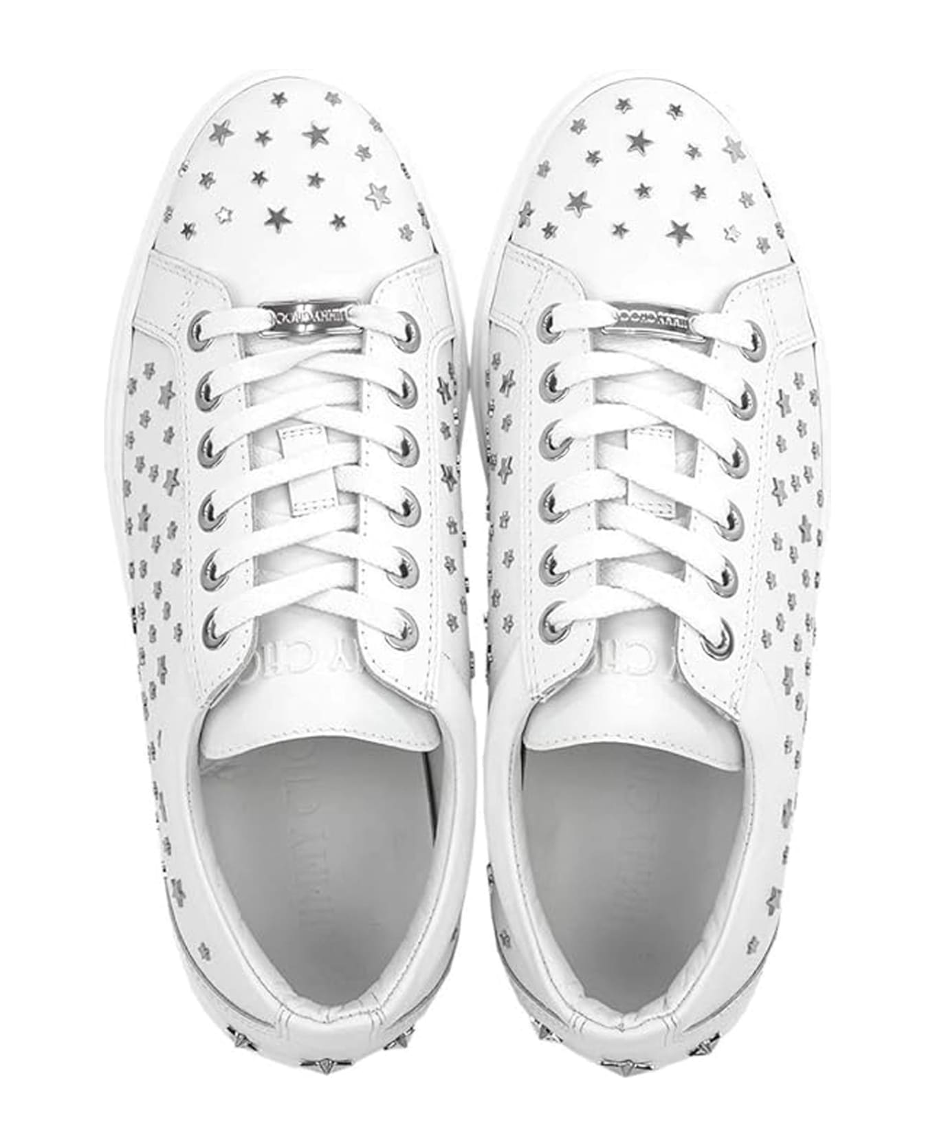 Jimmy Choo Cash Star Leather Sneakers - White スニーカー