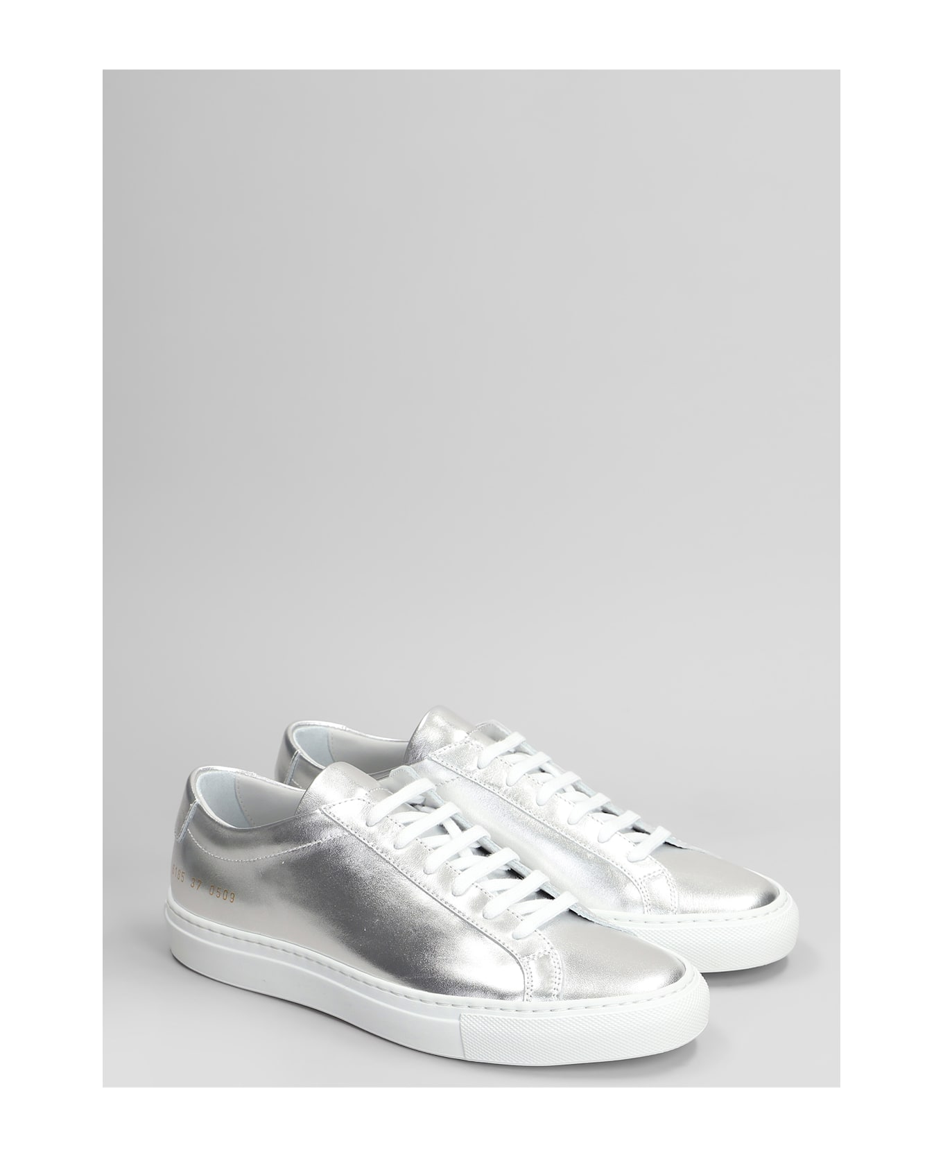 Common Projects Achilles Shiny Sneakers In Silver Leather - silver