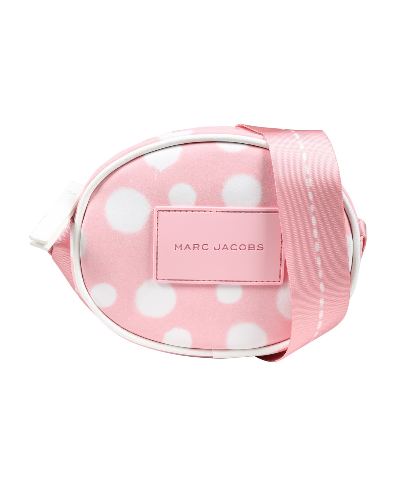 Little Marc Jacobs Pink Bag For Girl With All-over White Polka Dots - T Rosa Rosa Antico