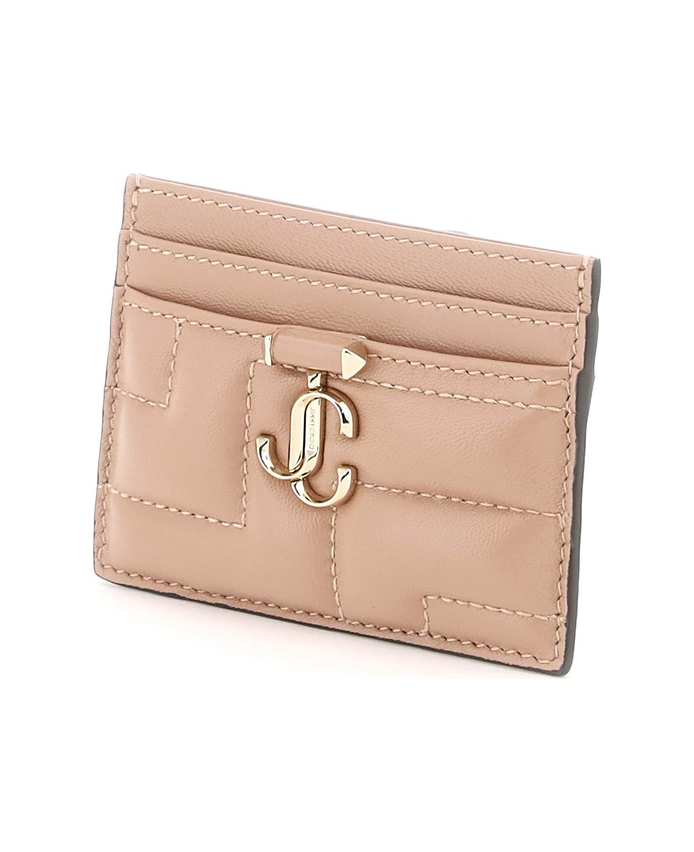 Jimmy Choo Quilted Nappa Leather Card Holder - BALLET PINK LIGHT GOLD (Pink)
