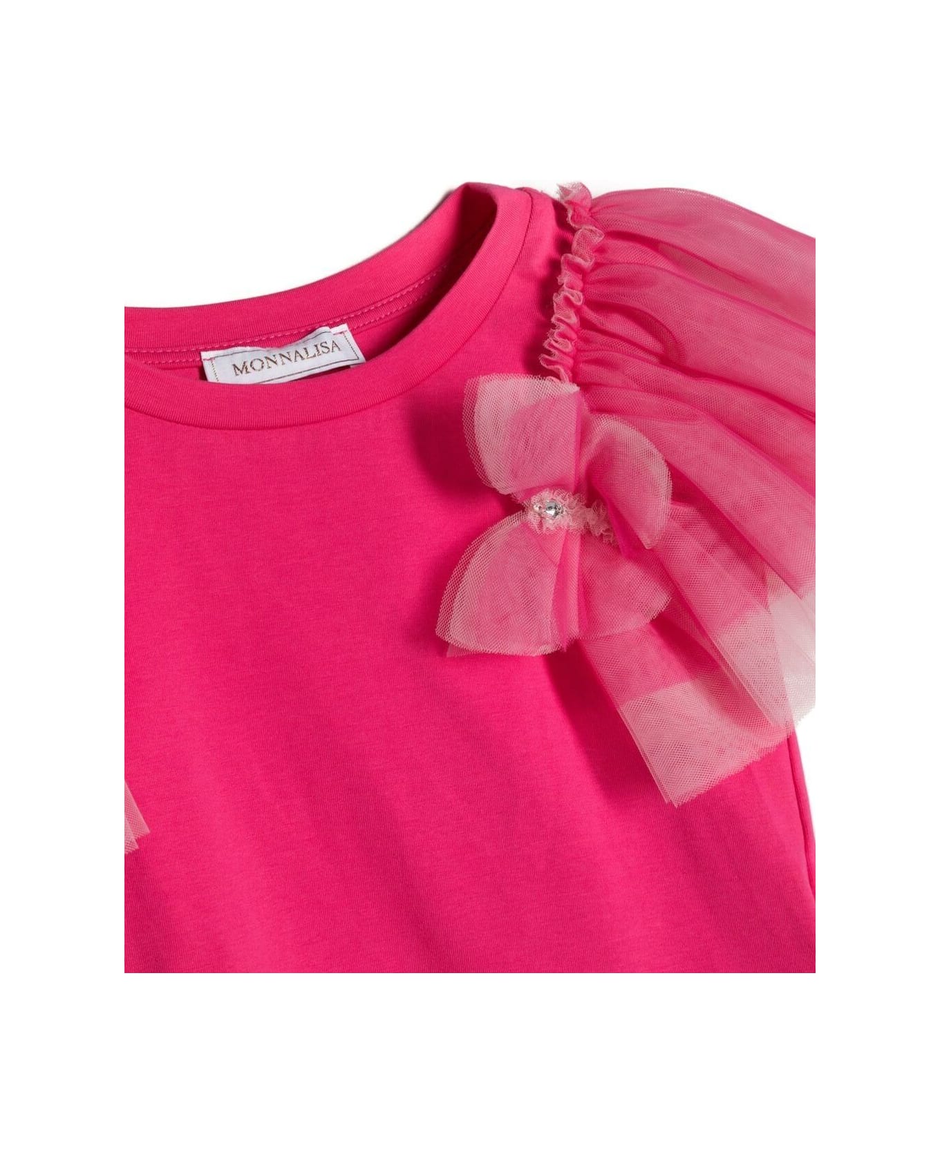 Monnalisa T-shirt Farfalla Popeline Jersey - PINK