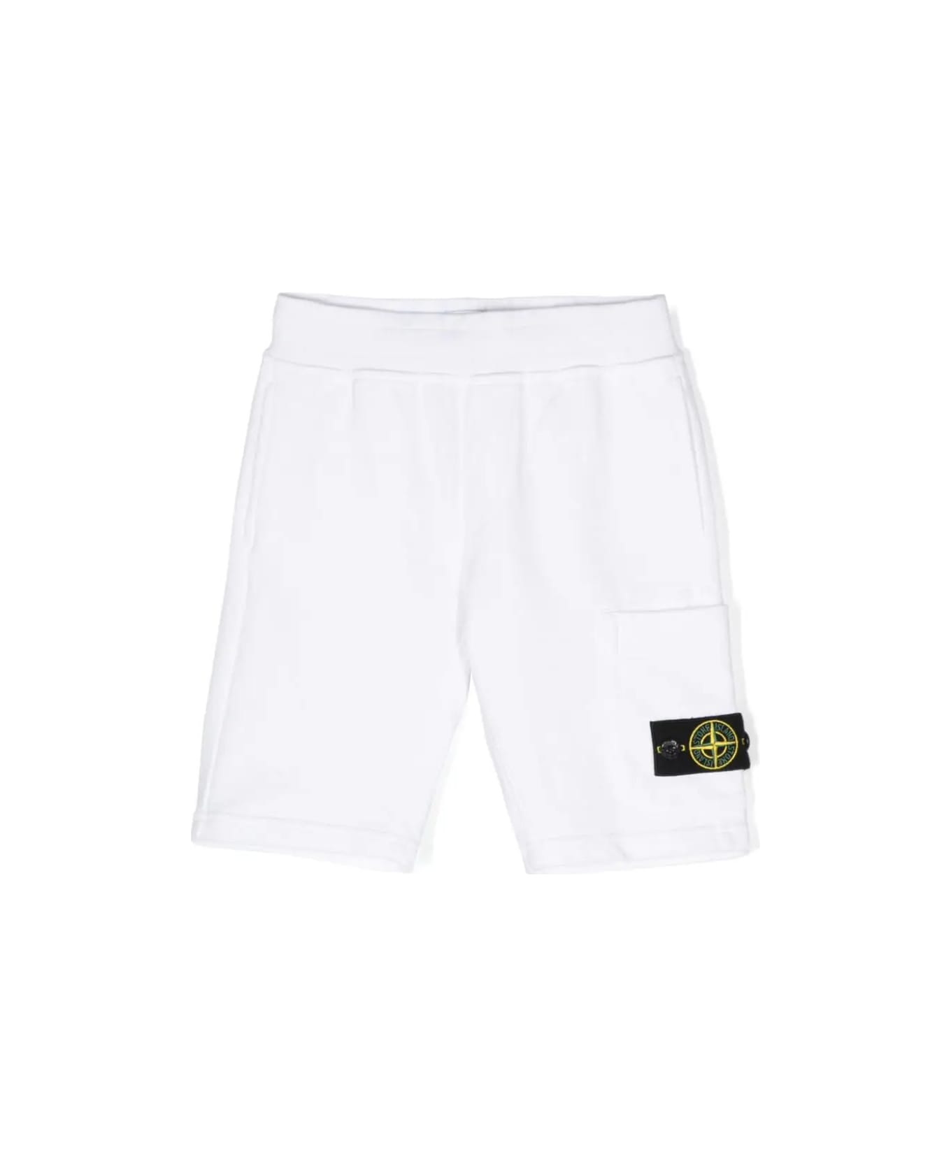 Stone Island White Sports Shorts With Logo ボトムス