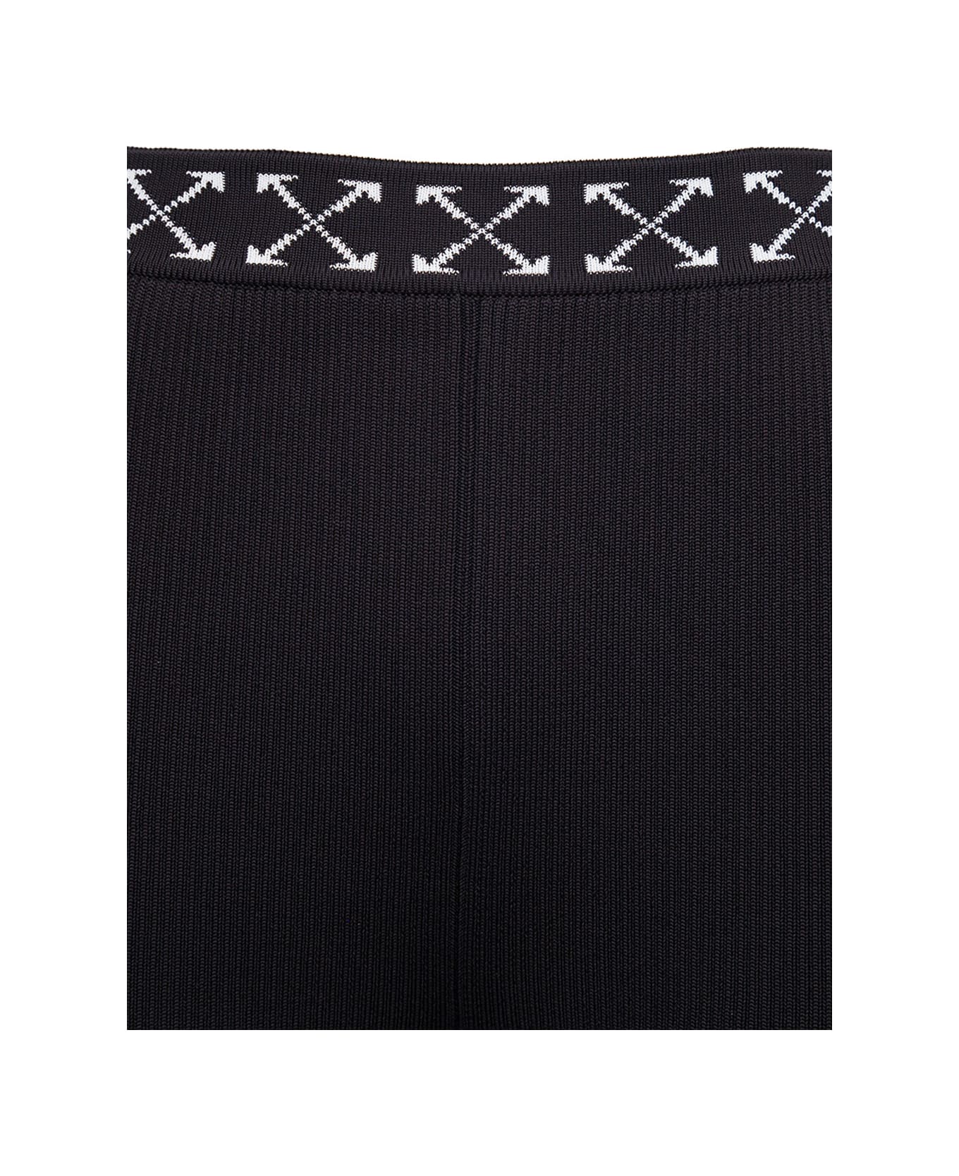 Off-White Black Stretch Fabric Pants With Logo Band - Nero ボトムス