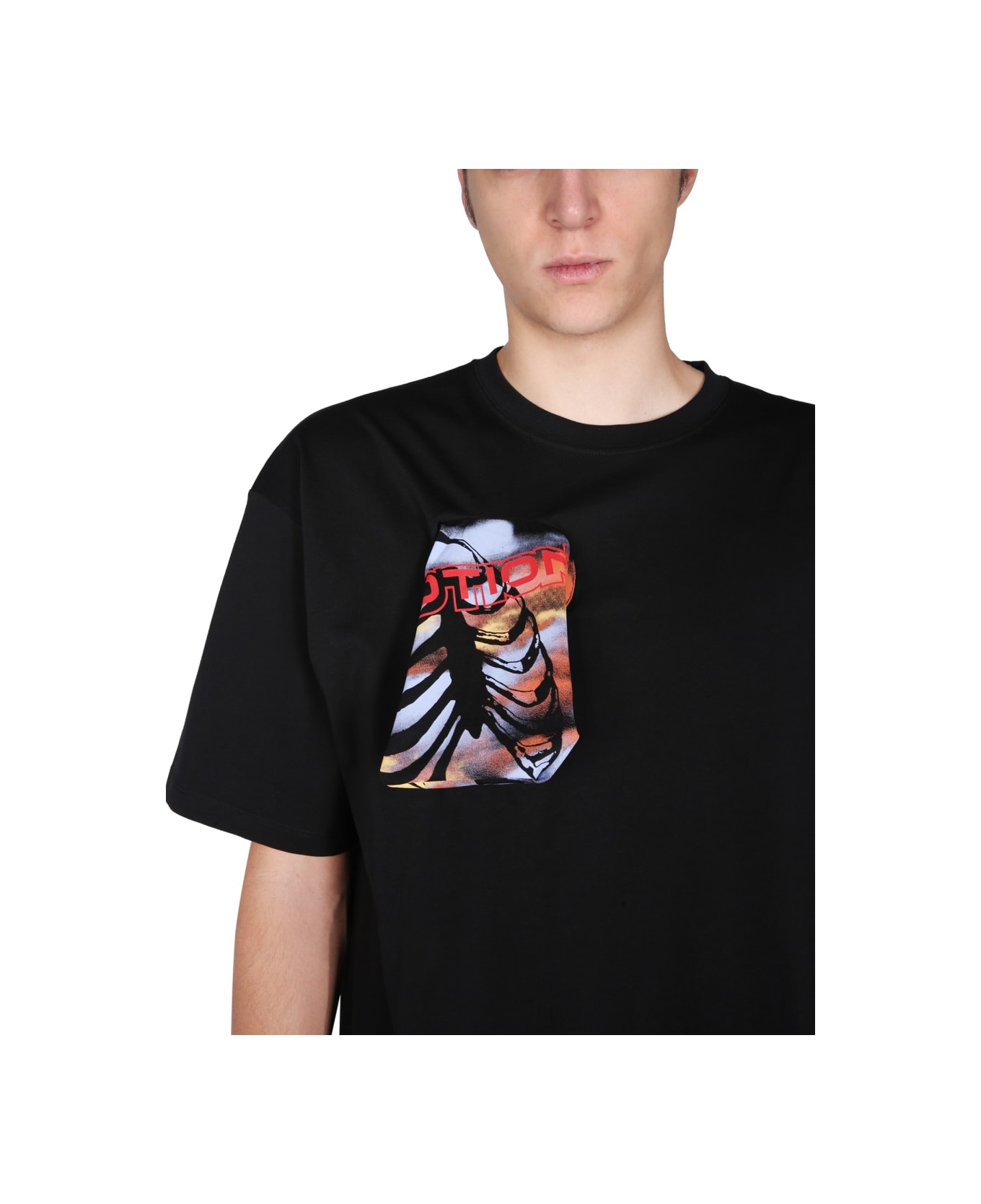 Raf Simons T-shirt With Printed Details - BLACK