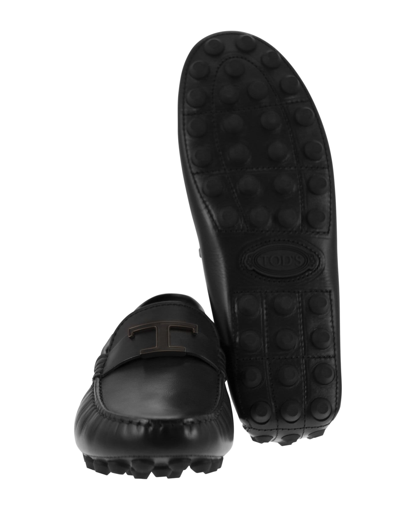 Tod's Bubble T Timeless Leather Grommet - Black ローファー＆デッキシューズ