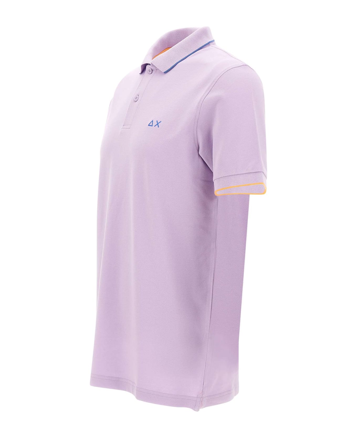 Sun 68 "small Stripe" Cotton Polo Shirt - LILAC