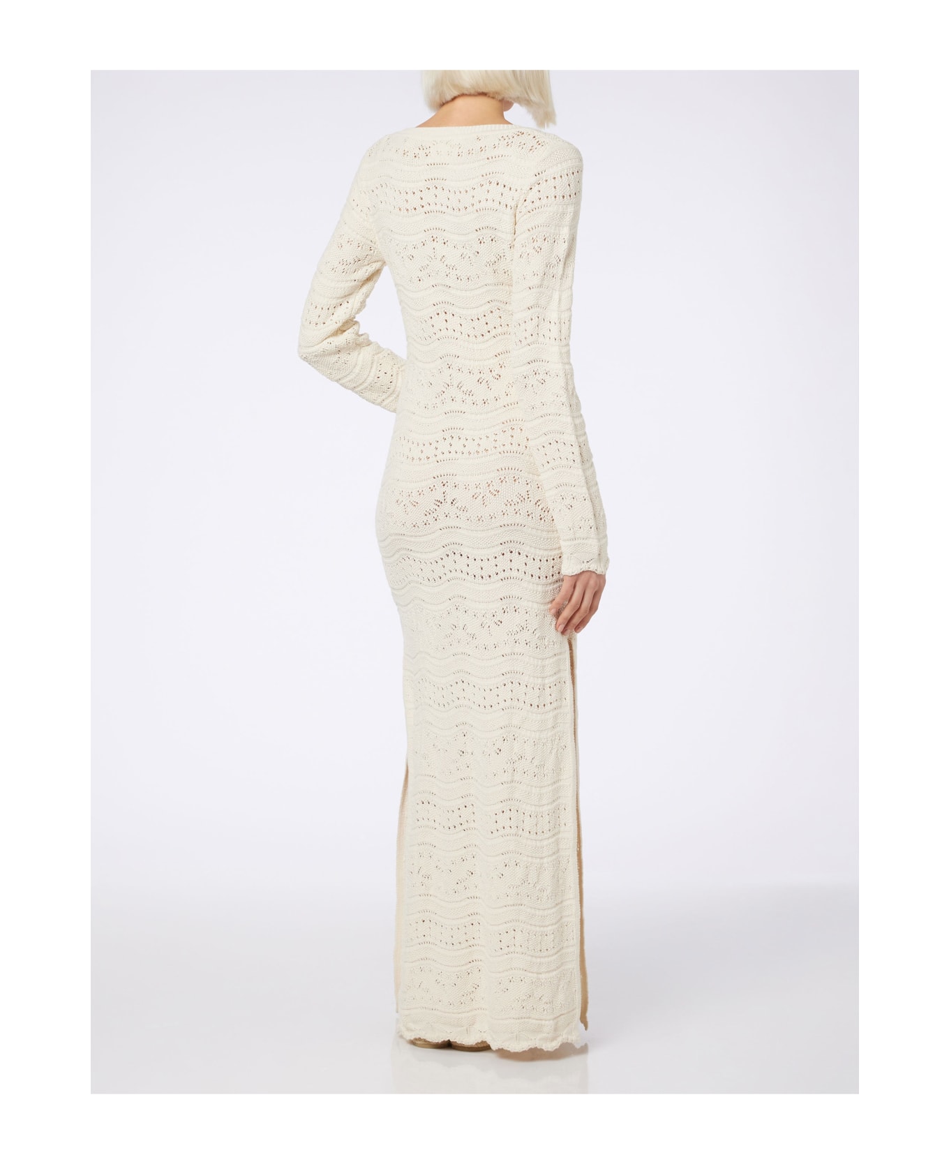 MC2 Saint Barth Woman Cotton Knit Midi Dress - WHITE