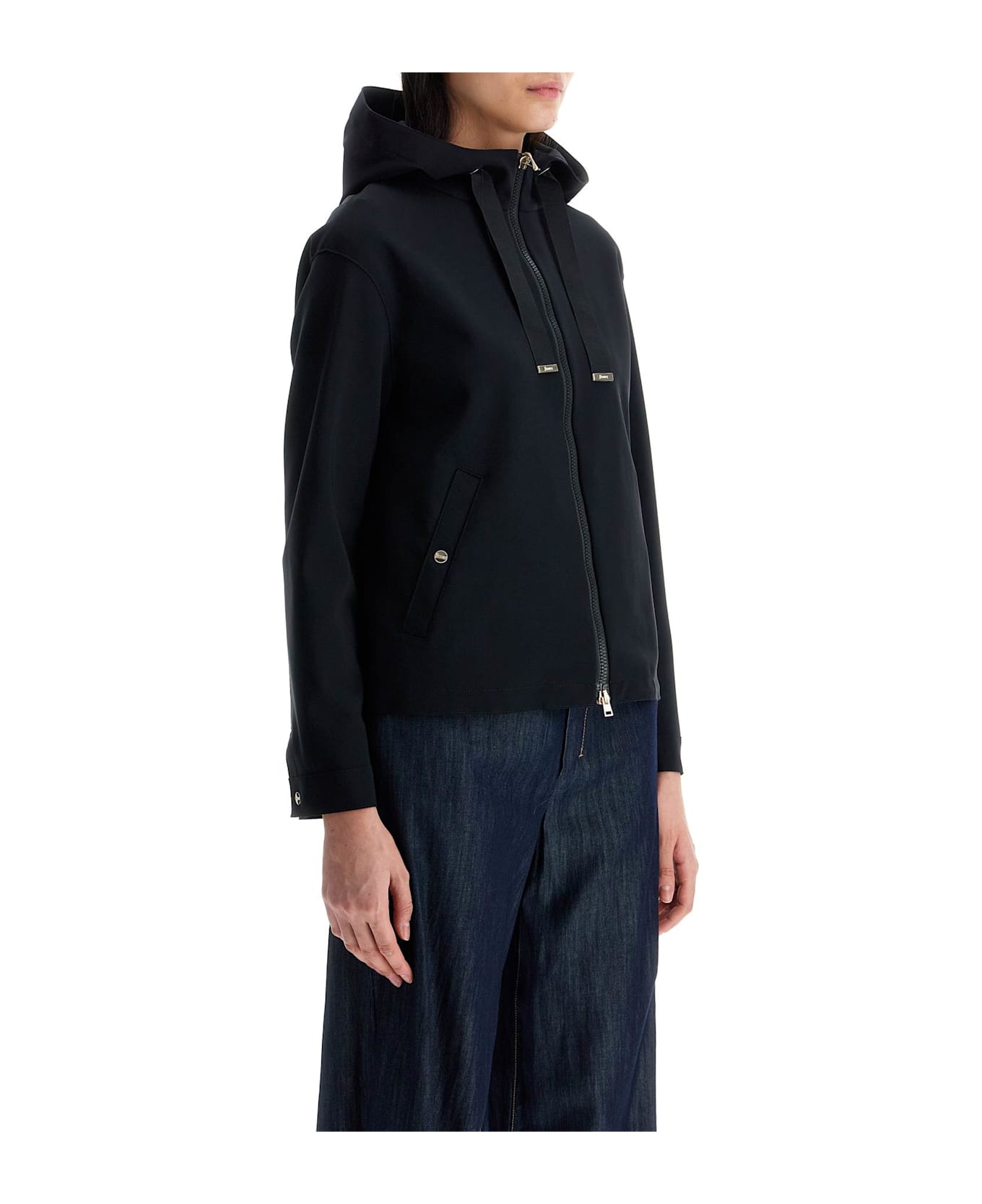 Herno First-act Short Black Jacket With Hood - NERO (Black)