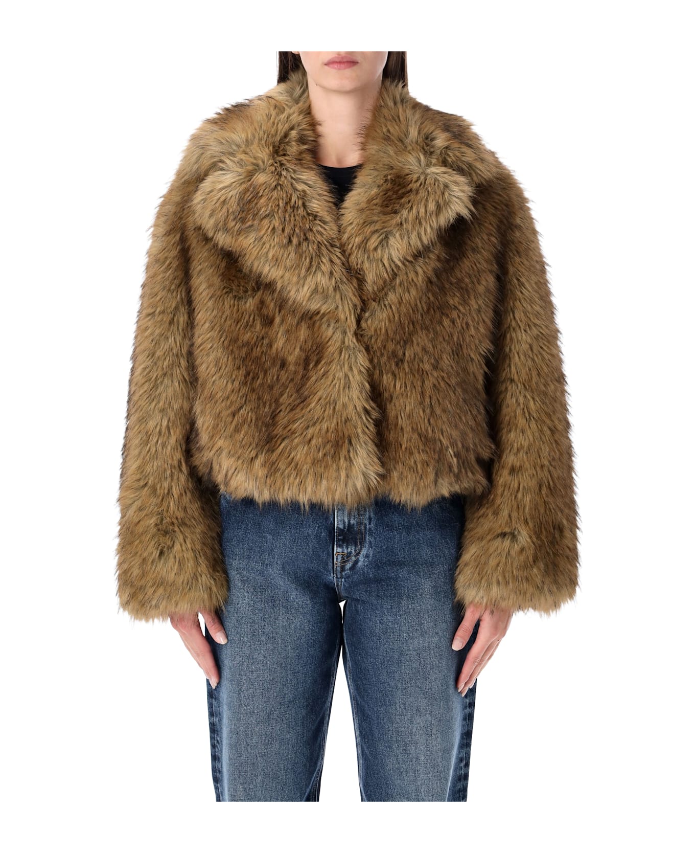 STAND STUDIO Samara Fox Effect Faux Fur Jacket - NATURAL
