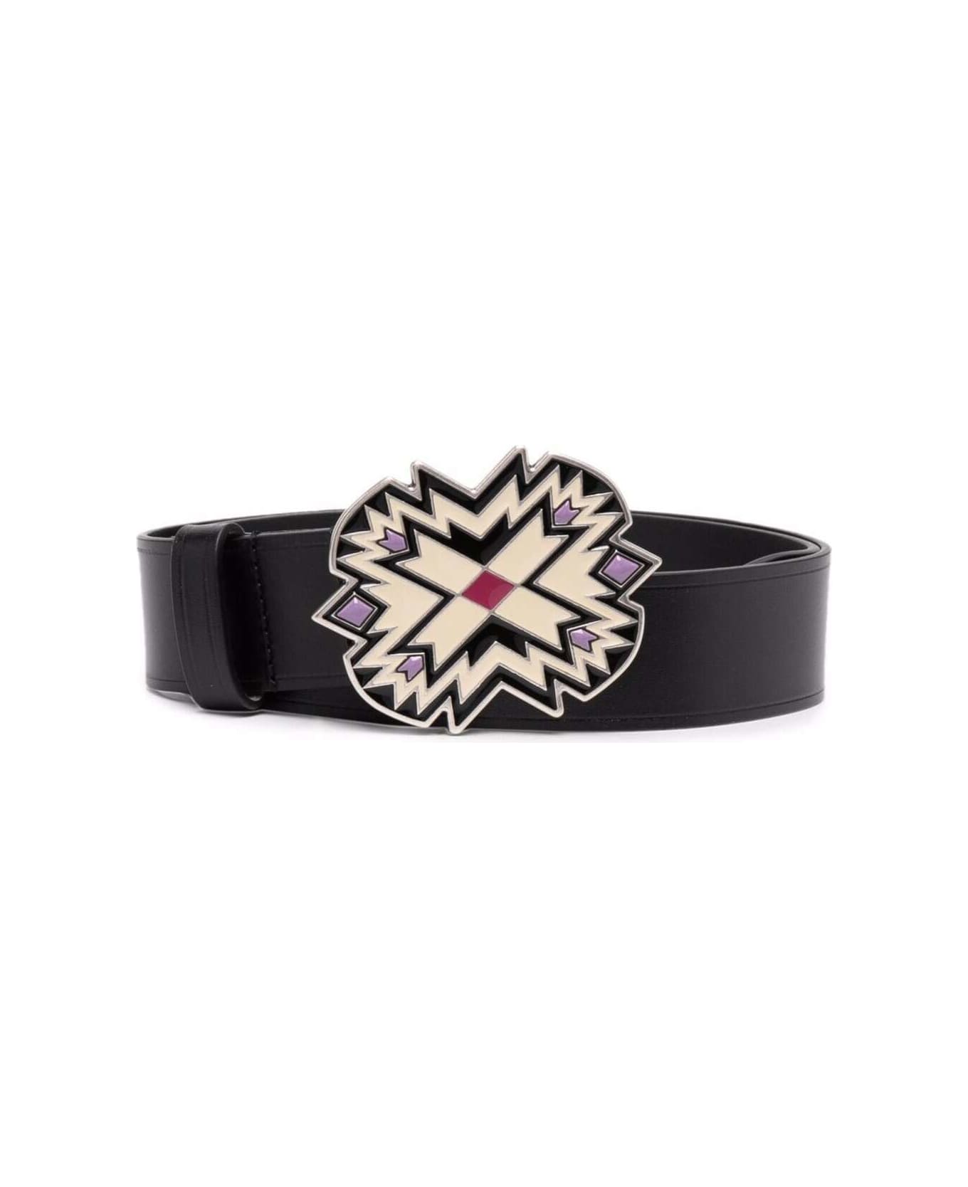 Isabel Marant Isablel Marant Woman's Black Leather Belt With Decorated Buckle - Black