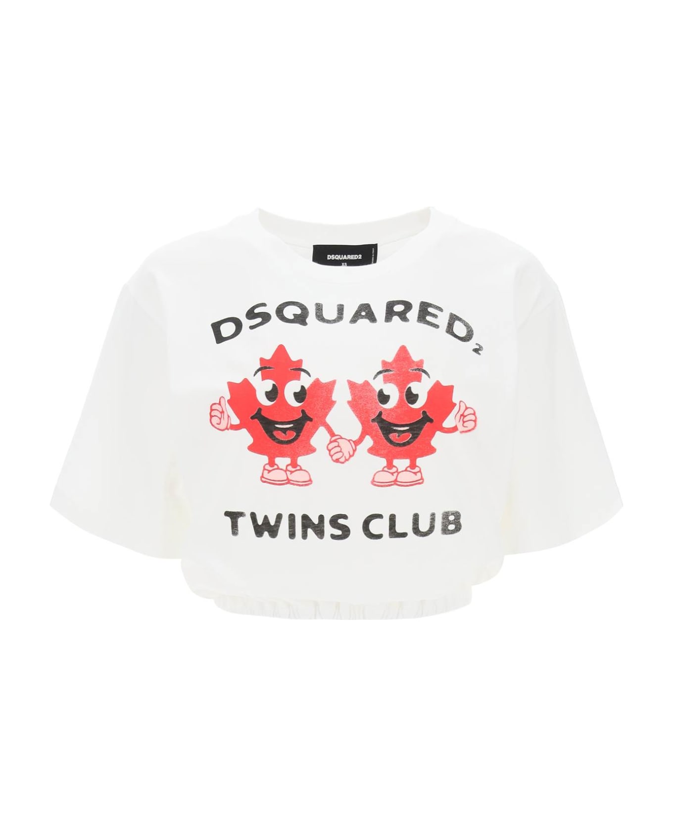 Dsquared2 Twins Club Print Cropped T-shirt - WHITE (White)