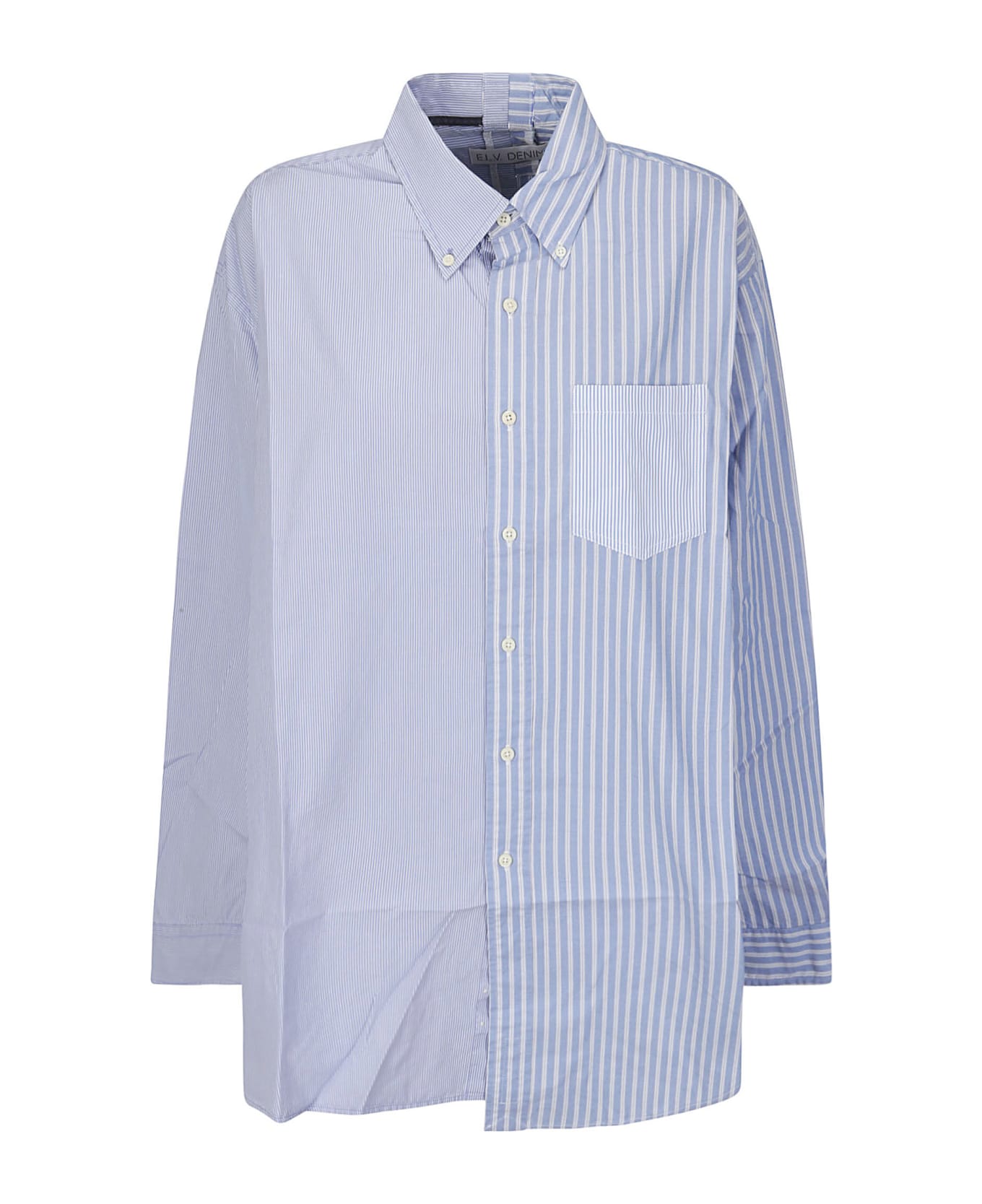E.L.V. DENIM Diana Shirt - MULTI BLUE/WHITE