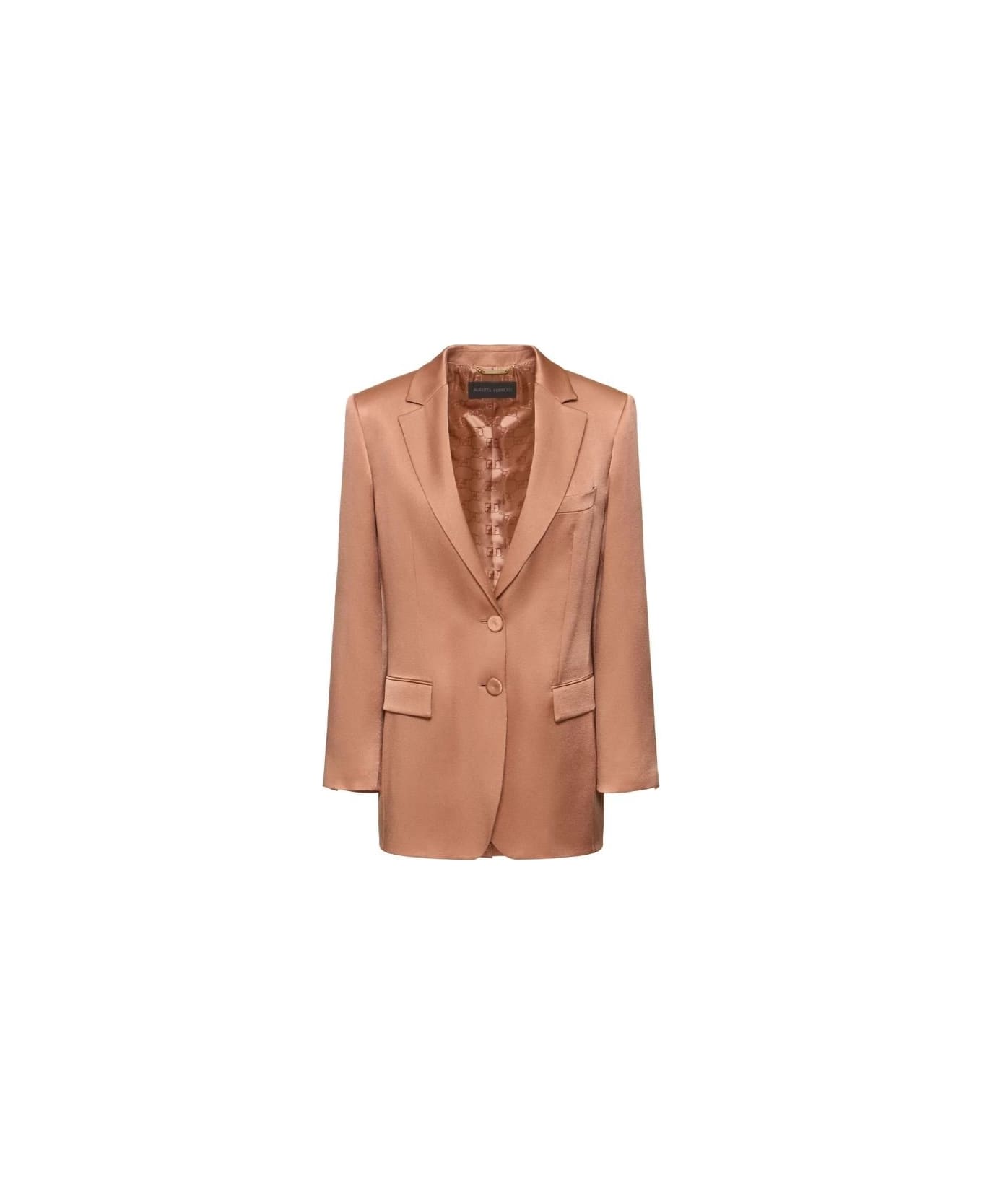 Alberta Ferretti Single-breasted Satin Tailored Blazer - Nude