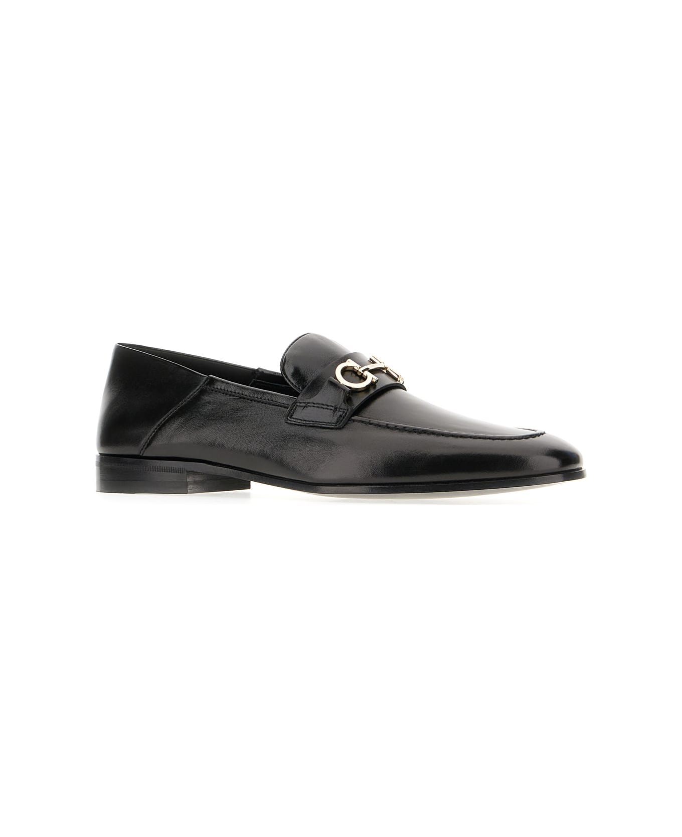 Ferragamo Black Leather Loafers - Nero