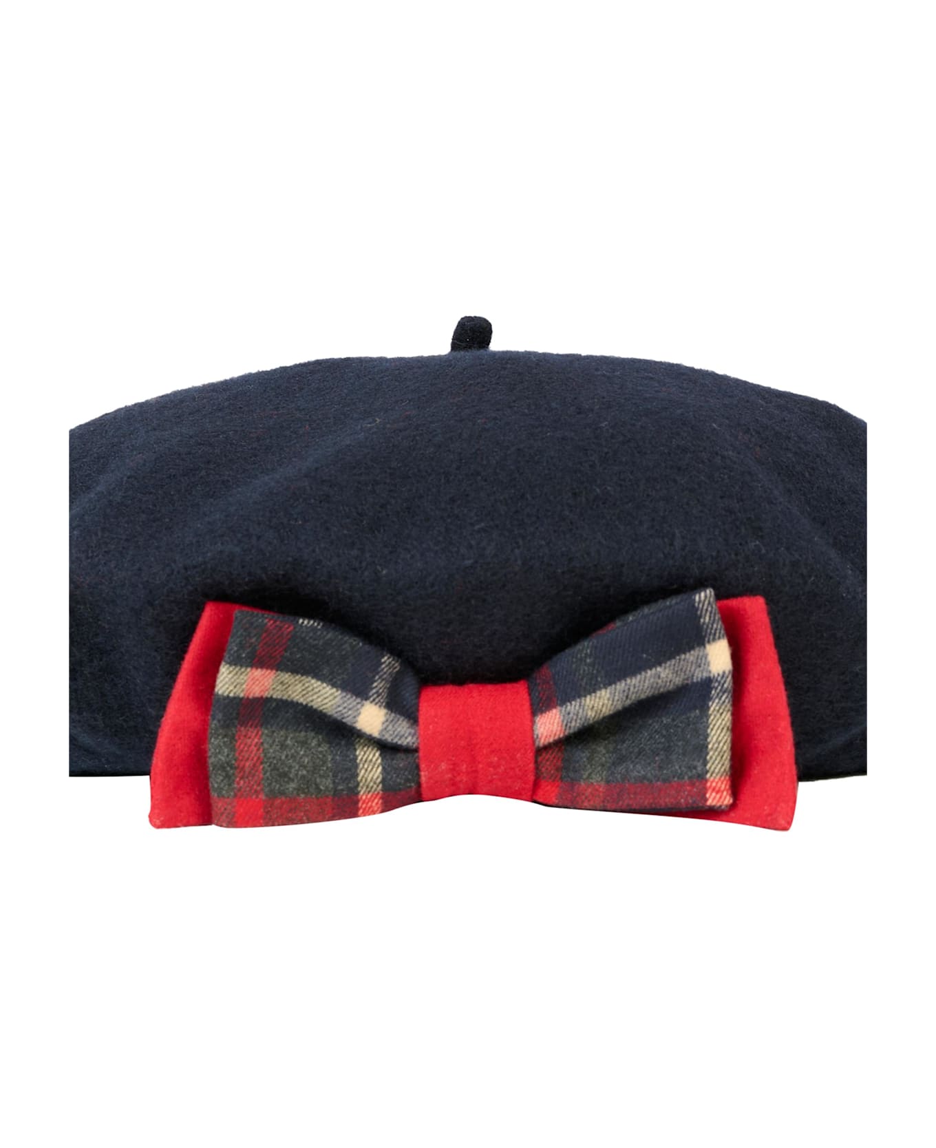 Patachou Blue Beret For Girl With Red Bow - Blue