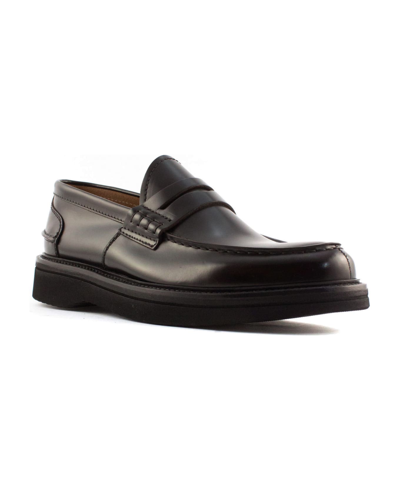 Green George Dark Brown Shiny Leather Loafer - Brown