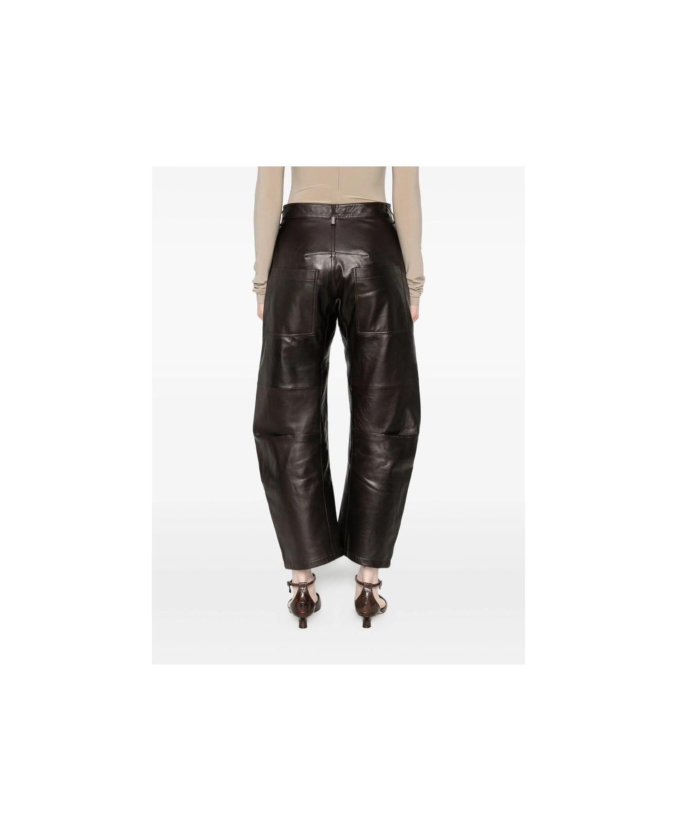 Nili Lotan Leather Pant - BROWN