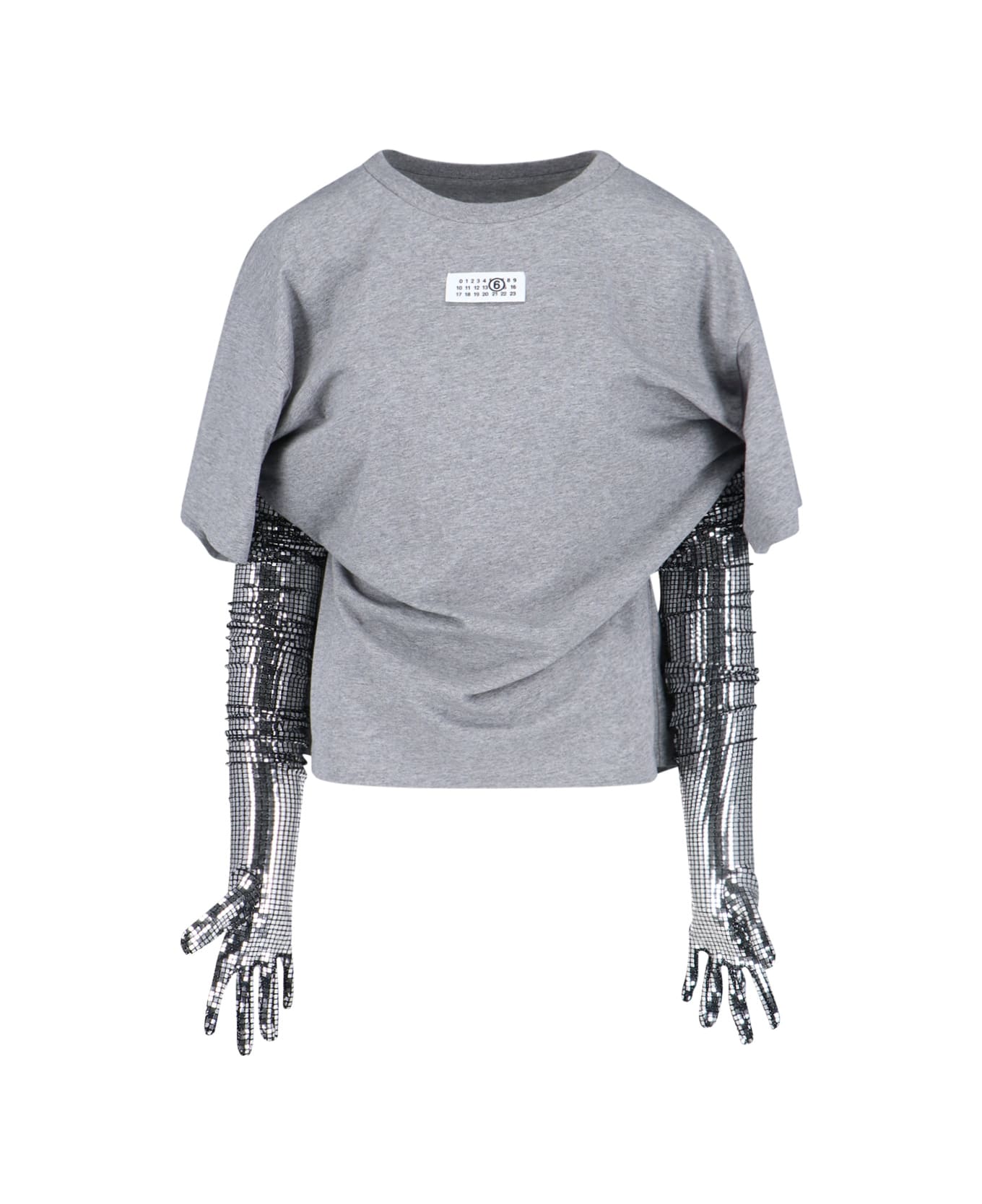 MM6 Maison Margiela Gloves Crewneck T-shirt - Gray