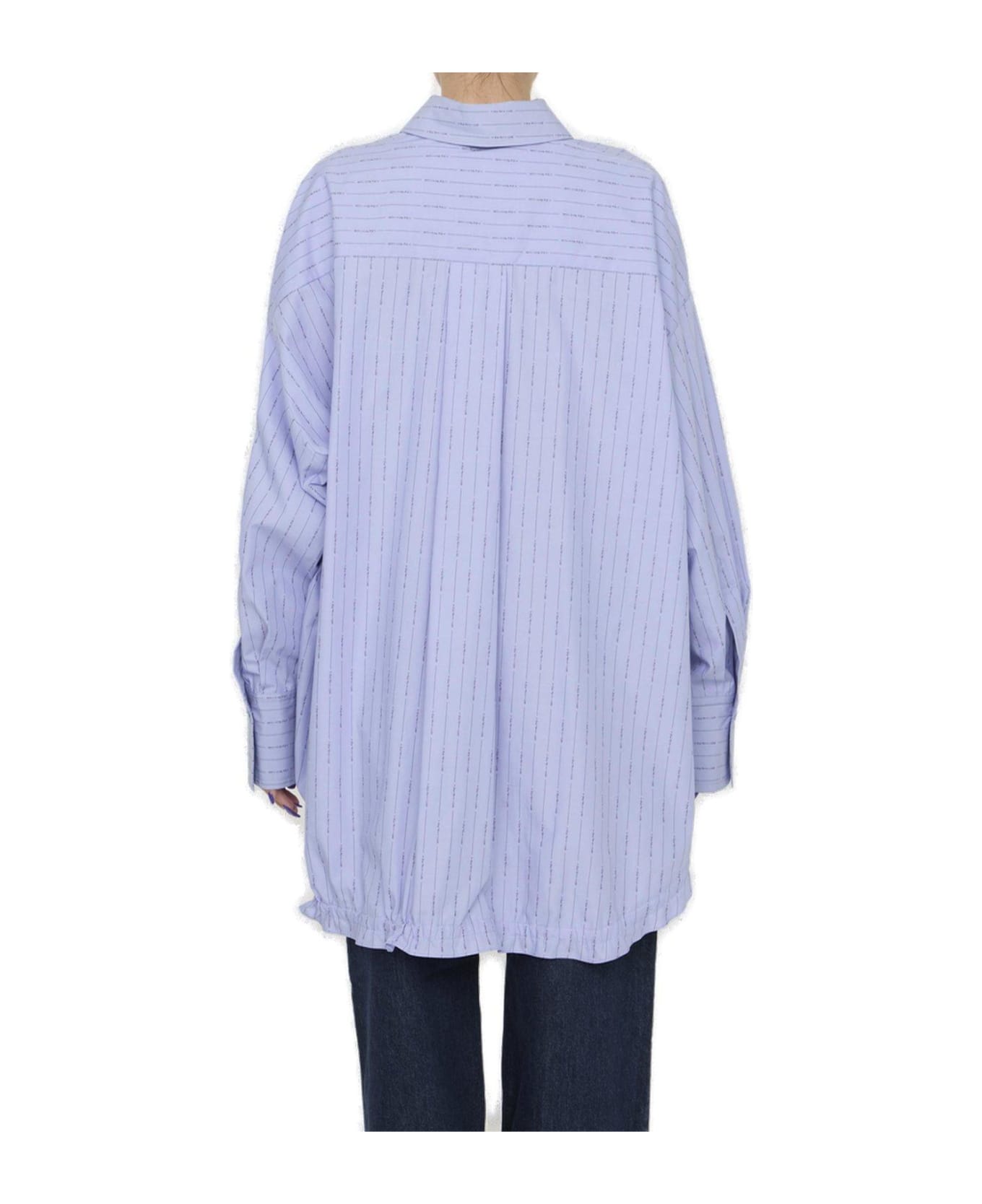 The Attico Striped Drawstring-hem Asymmetric Shirt - Blue