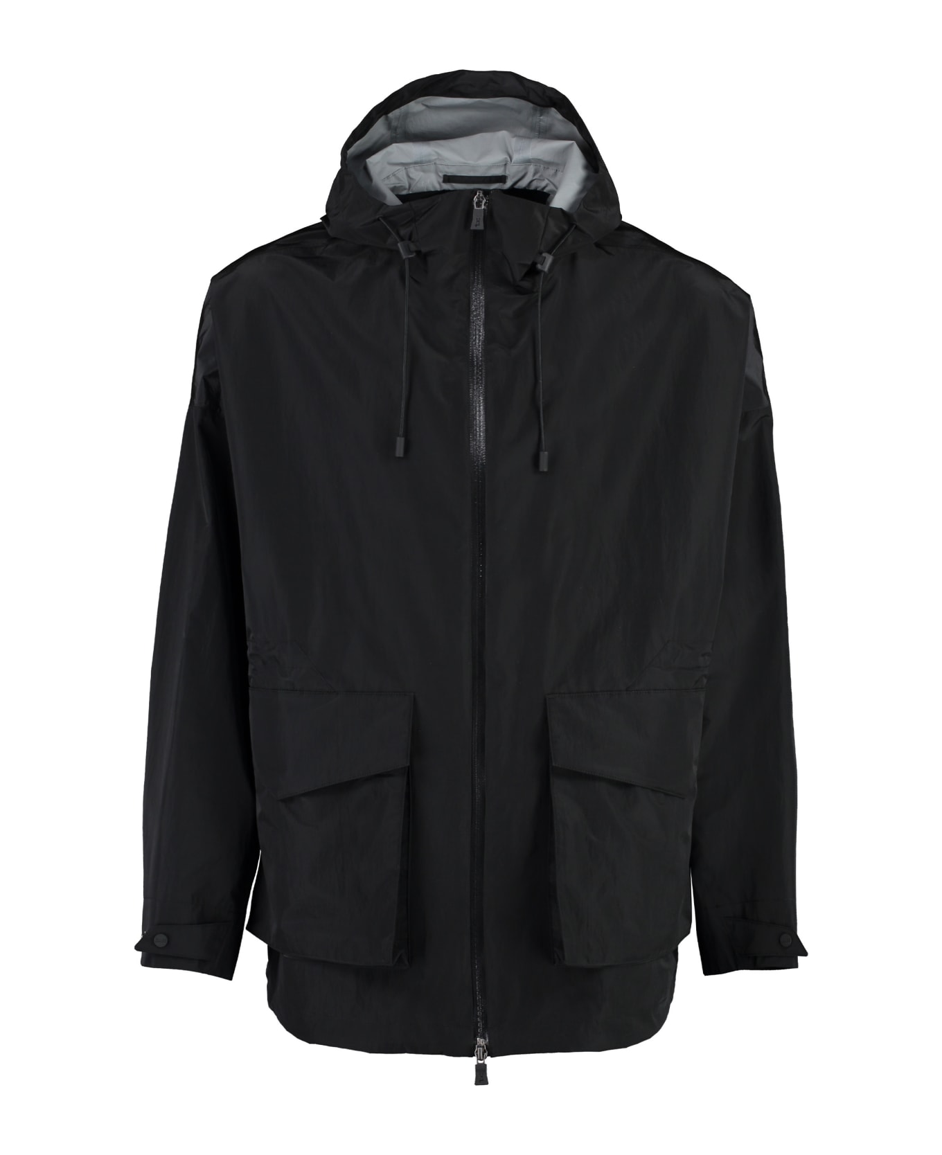 Herno Hooded Techno Fabric Raincoat - black コート
