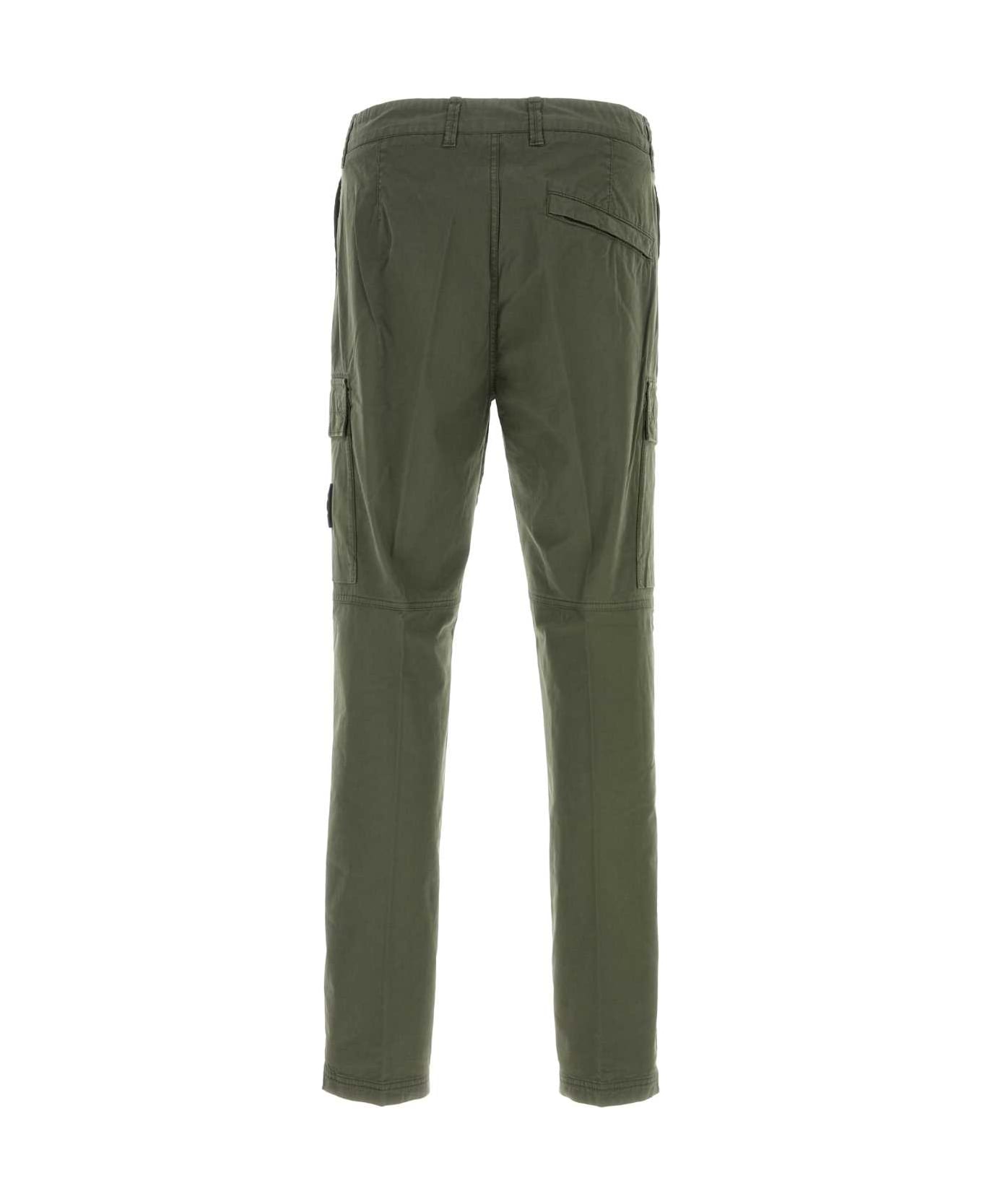 Stone Island Dark Green Stretch Cotton Cargo Pant - MUSCHIO