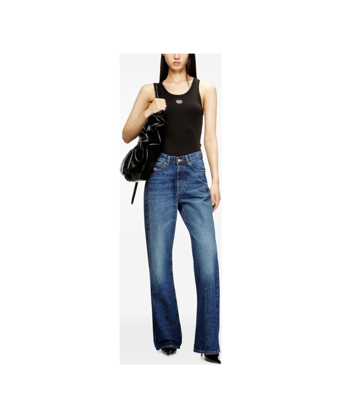 Diesel Logo Cotton Tank Top - Black