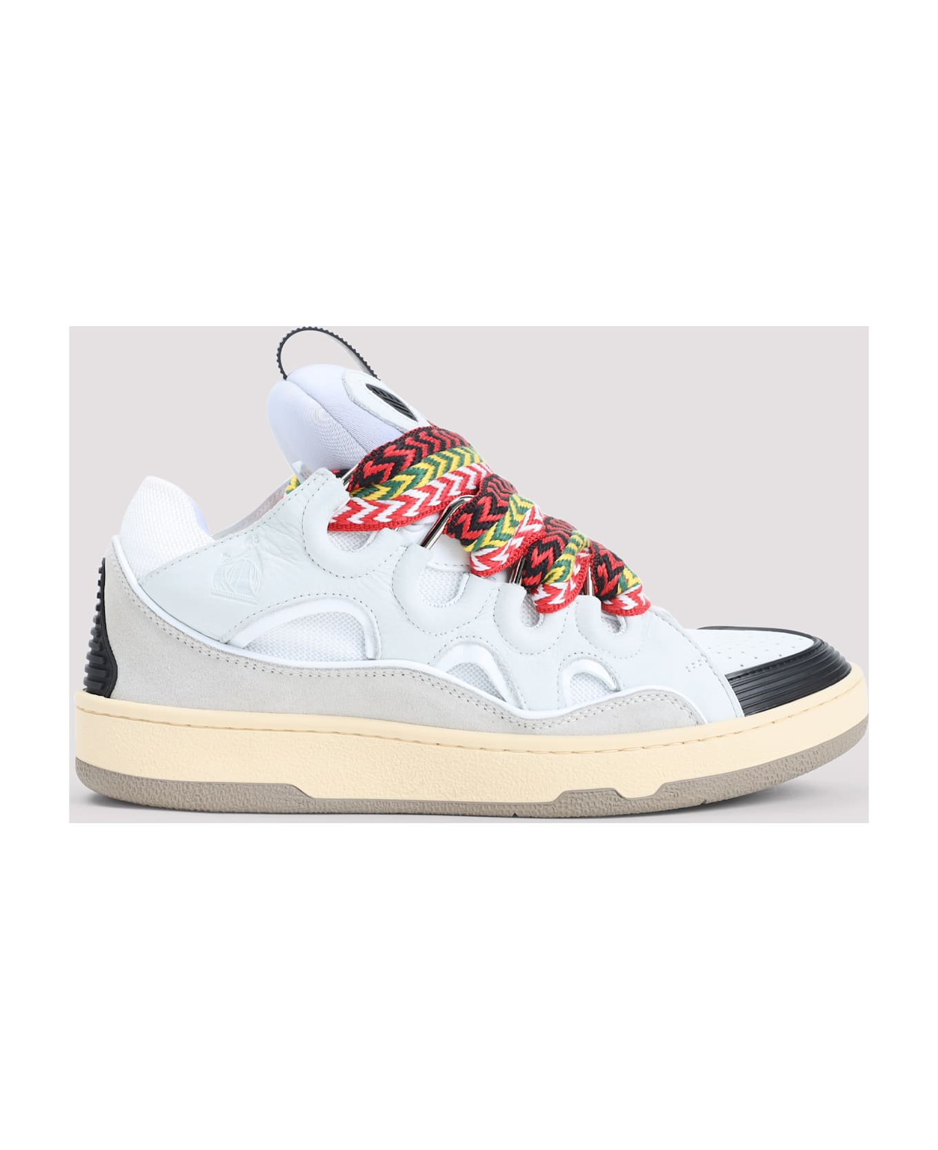 Lanvin Suede Leather Curb Sneakers - White