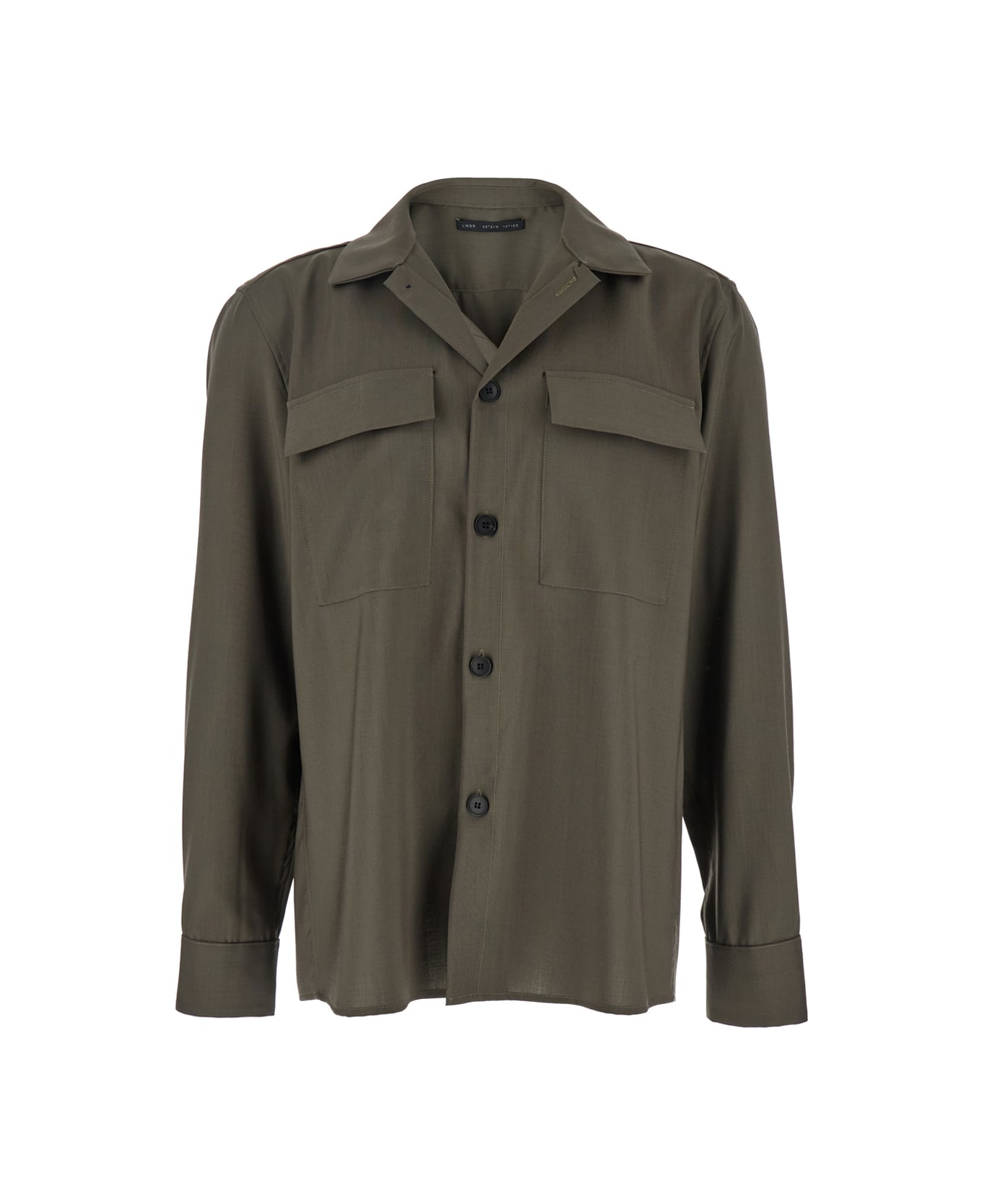 Low Brand Green Shirt With Classic Collar And Applied Pockets On The Front In Fabric Man - Green